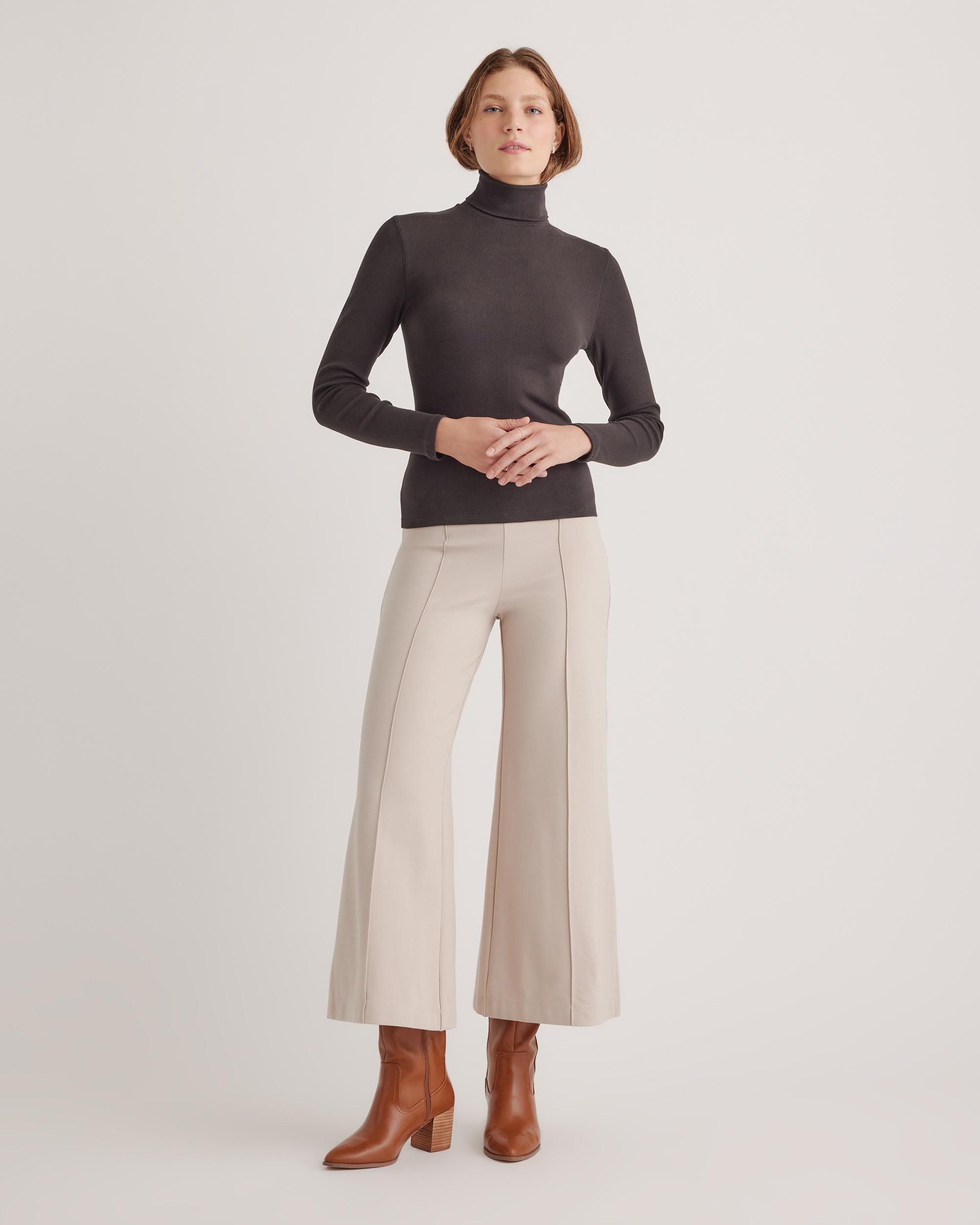 Quince | Women's Ultra-Stretch Ponte Super Wide Leg Ankle Pants Rayon Product Image