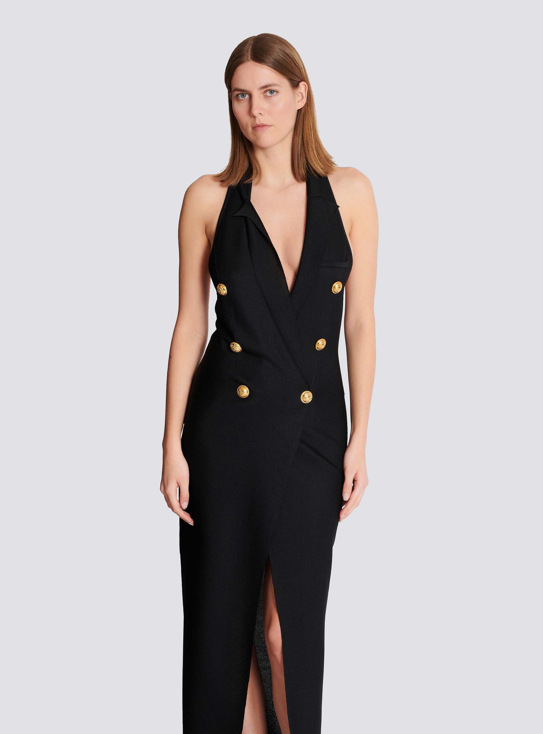 Long halterneck knit dress Product Image