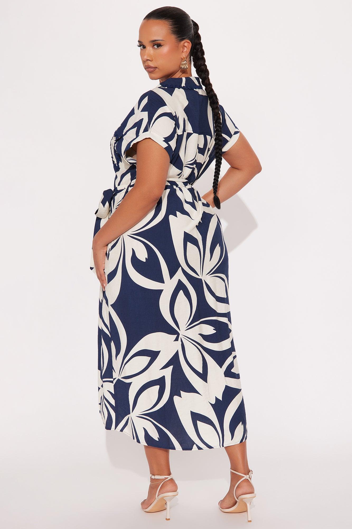 Morin Linen Midi Dress - Blue/combo Female Product Image