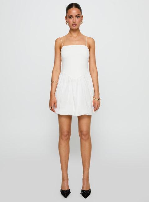 Vista Amora Bubble Hem Mini Dress White Product Image