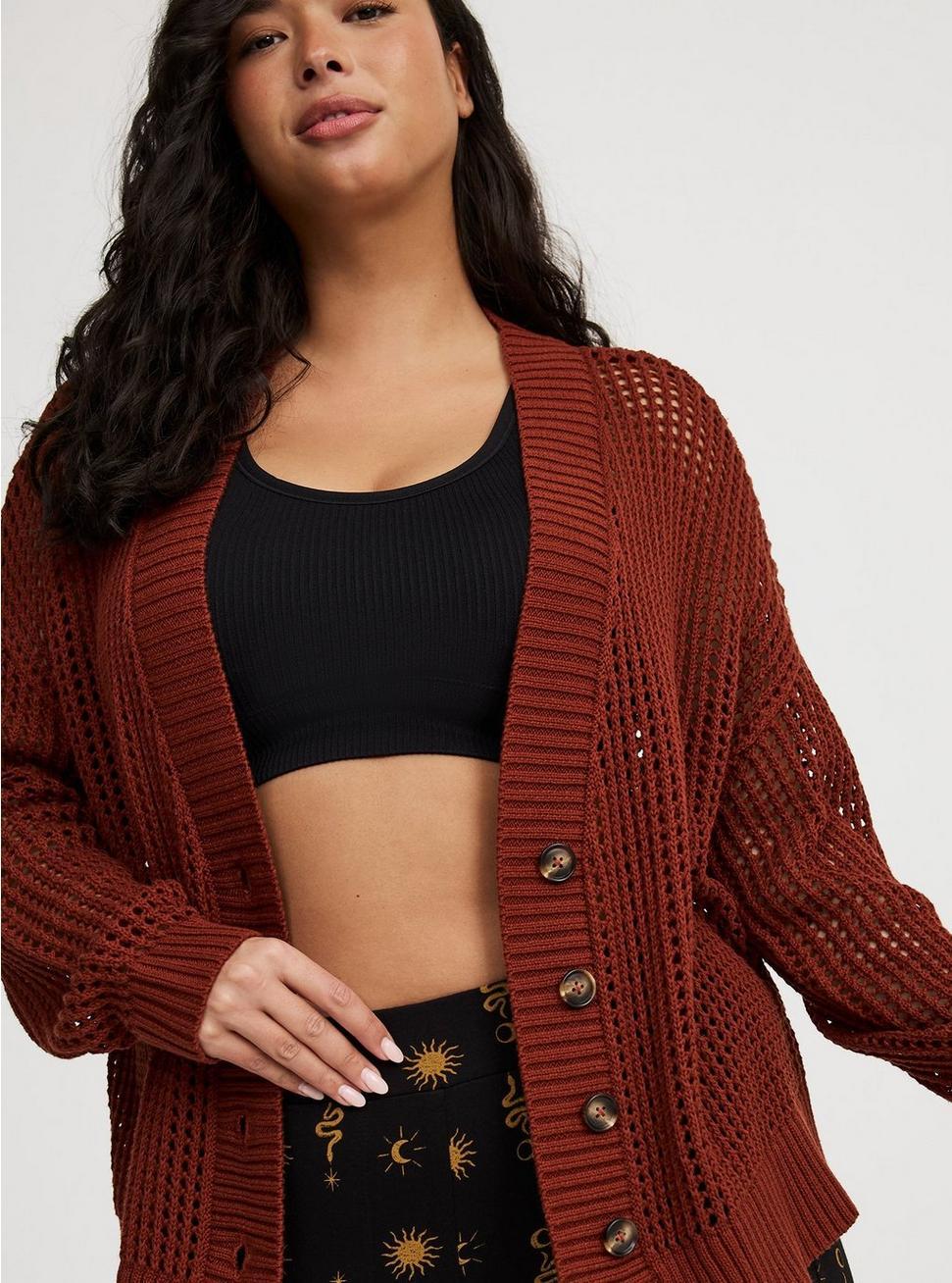 Open Stitch Cardigan Sweater Product Image