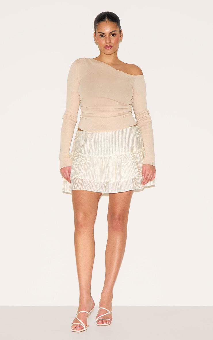 Plus Stone Crinkle Woven Dropped Waist Frilly Mini Skirt Product Image