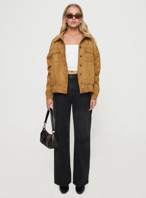 Ristretto Faux Suede Bomber Brown Product Image