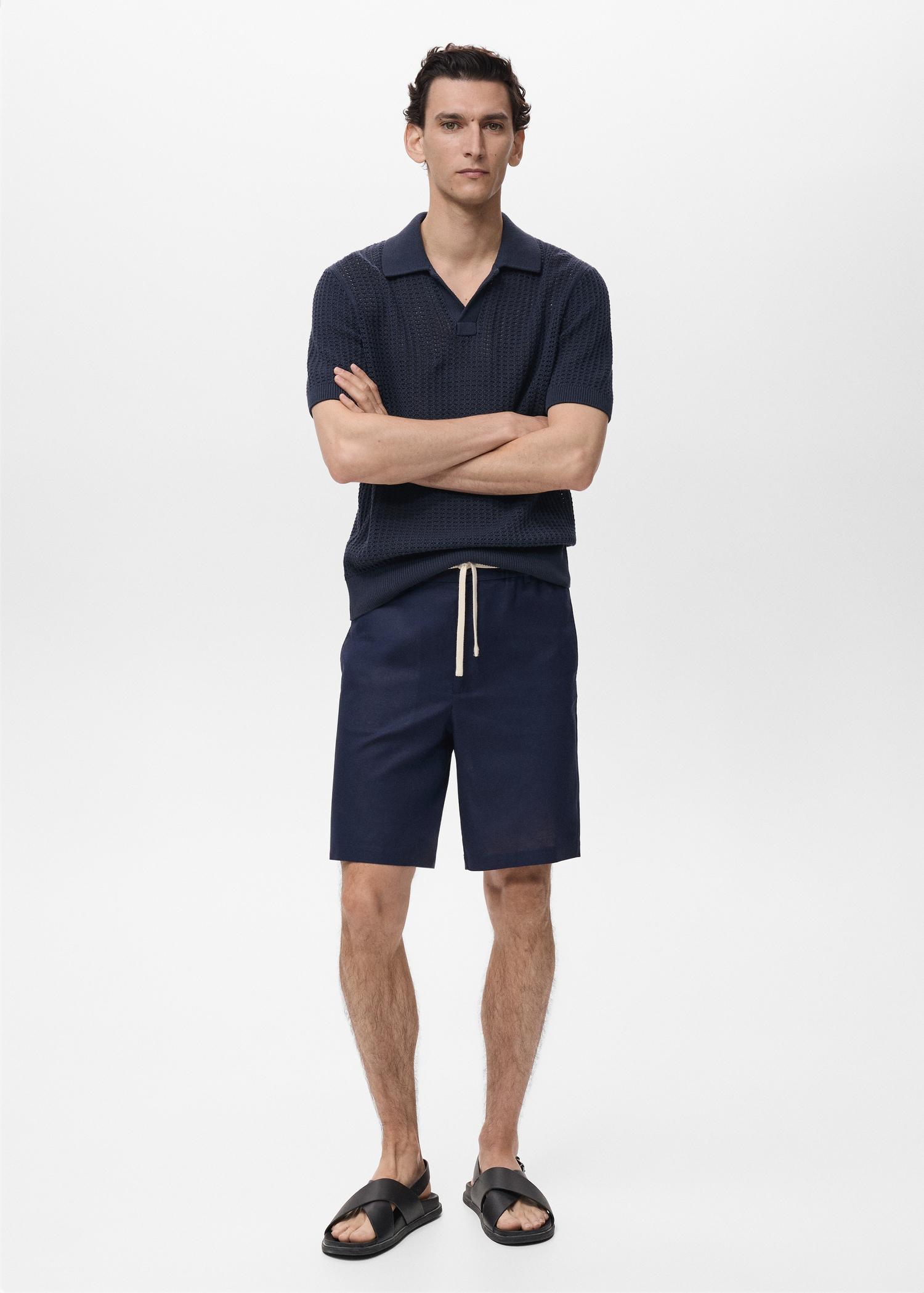 Cotton-linen blend bermuda shorts - Men | MANGO USA Product Image