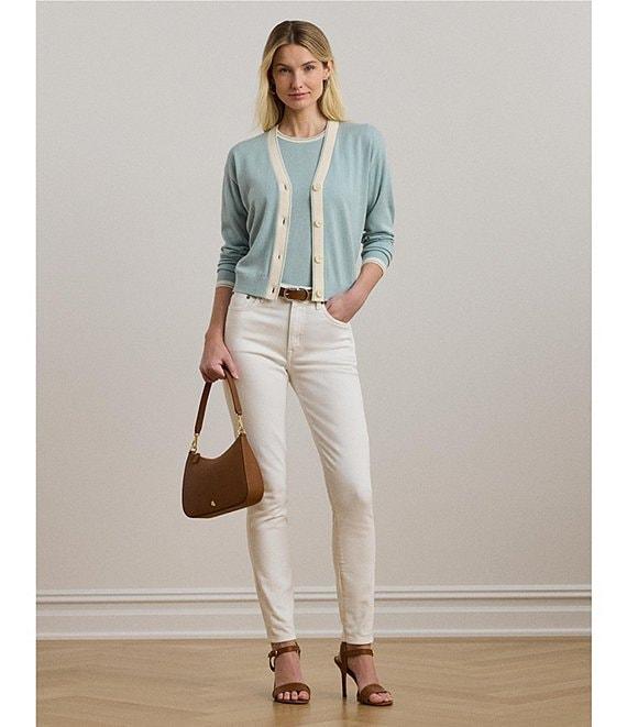 Lauren Ralph Lauren Knit V-Neck Long Sleeve Cardigan Product Image