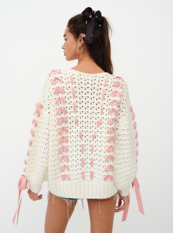 Laurel Oversized Sweater — White Product Image