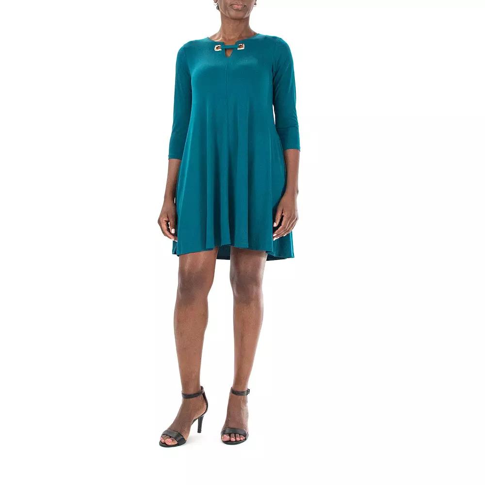 Womens Nina Leonard Embellished Keyhole Swing Dress Product Image