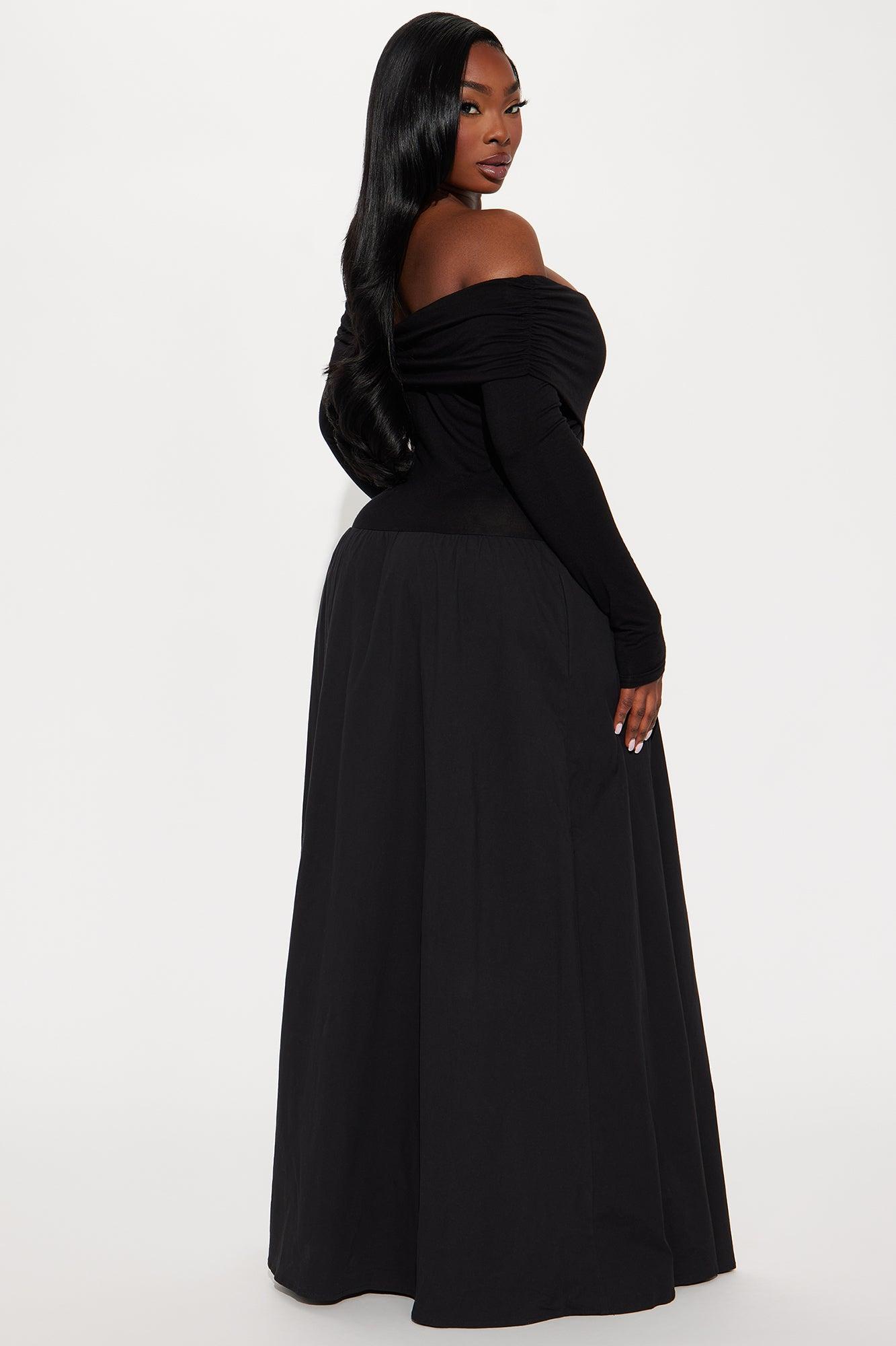 Maria Long Sleeve Maxi Dress - Black Product Image