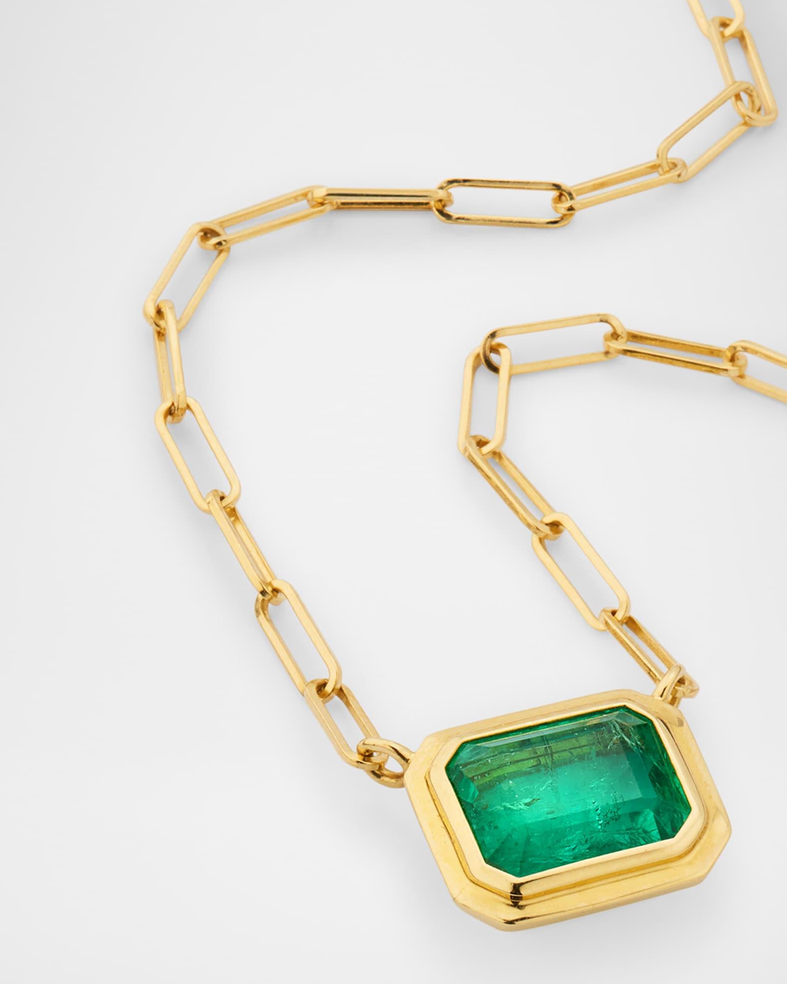 Limited Edition 18K Yellow Gold Emerald Manhattan Pendant Necklace Product Image
