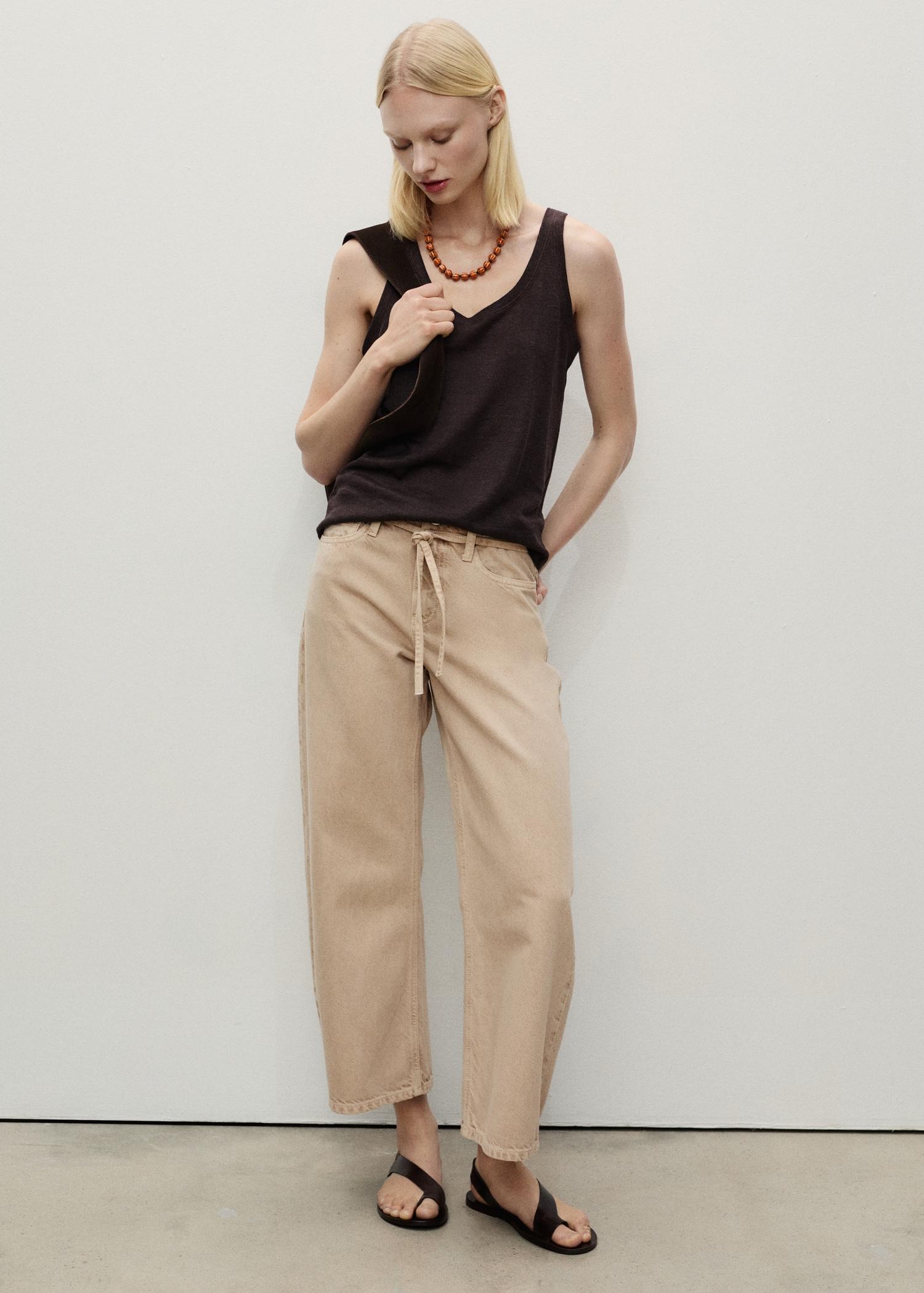 Balloon jeans with belt - Women | MANGO USA Product Image