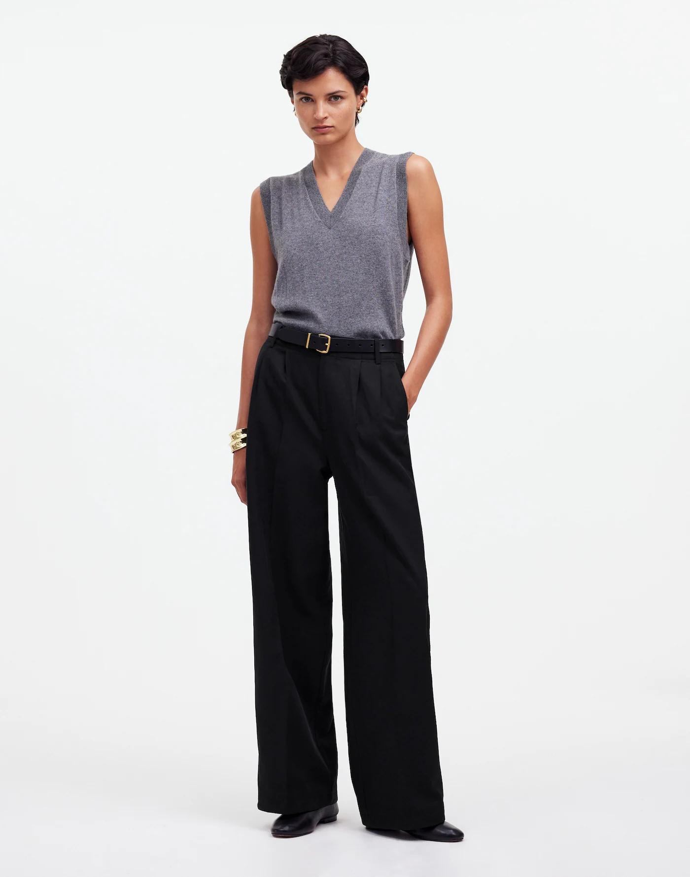 The Petite Harlow Wide-Leg Pant in Drapey Twill Product Image