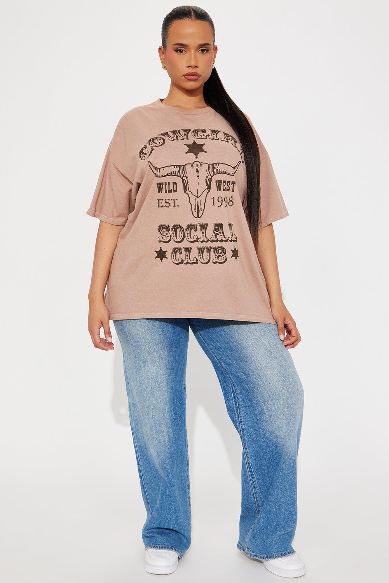 Cowgirls Social Club Oversized Tee - Sand Product Image
