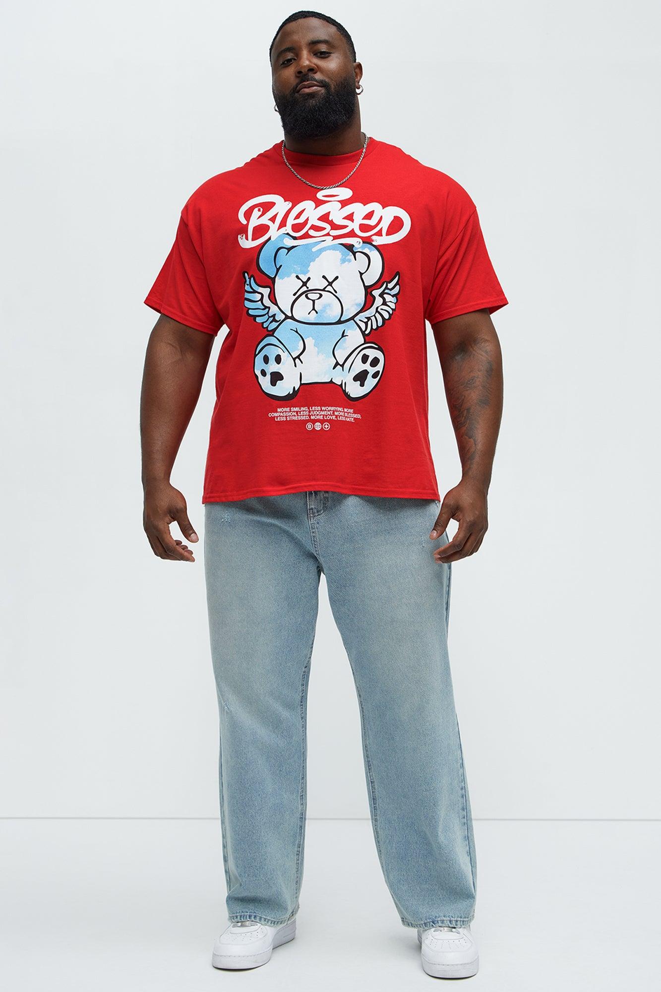Blessed Bear Short Sleeve Crew Neck T shirt - Red Product Image