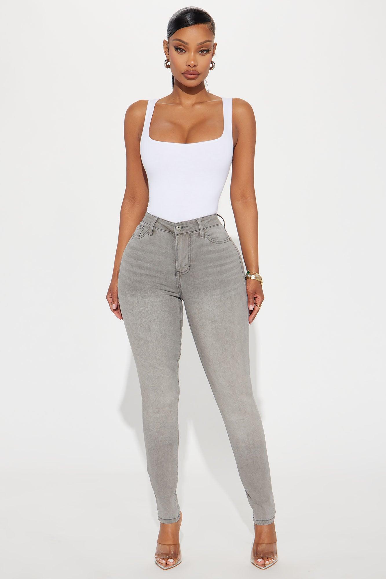 Lights Out High Rise Booty Lifting Skinny Jeans - Grey Product Image