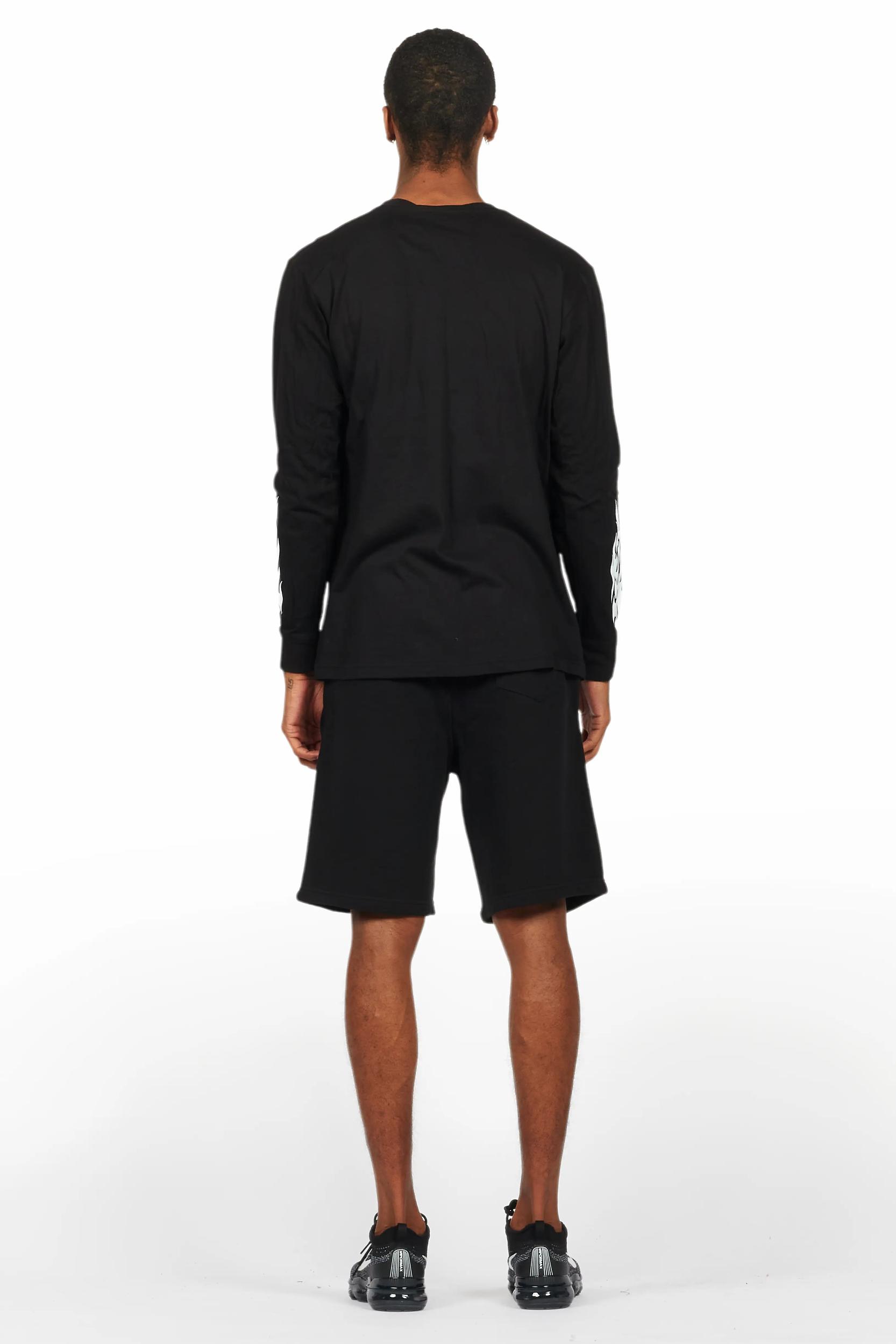 Bubble Black Long Sleeve T-Shirt Short Set Male Product Image