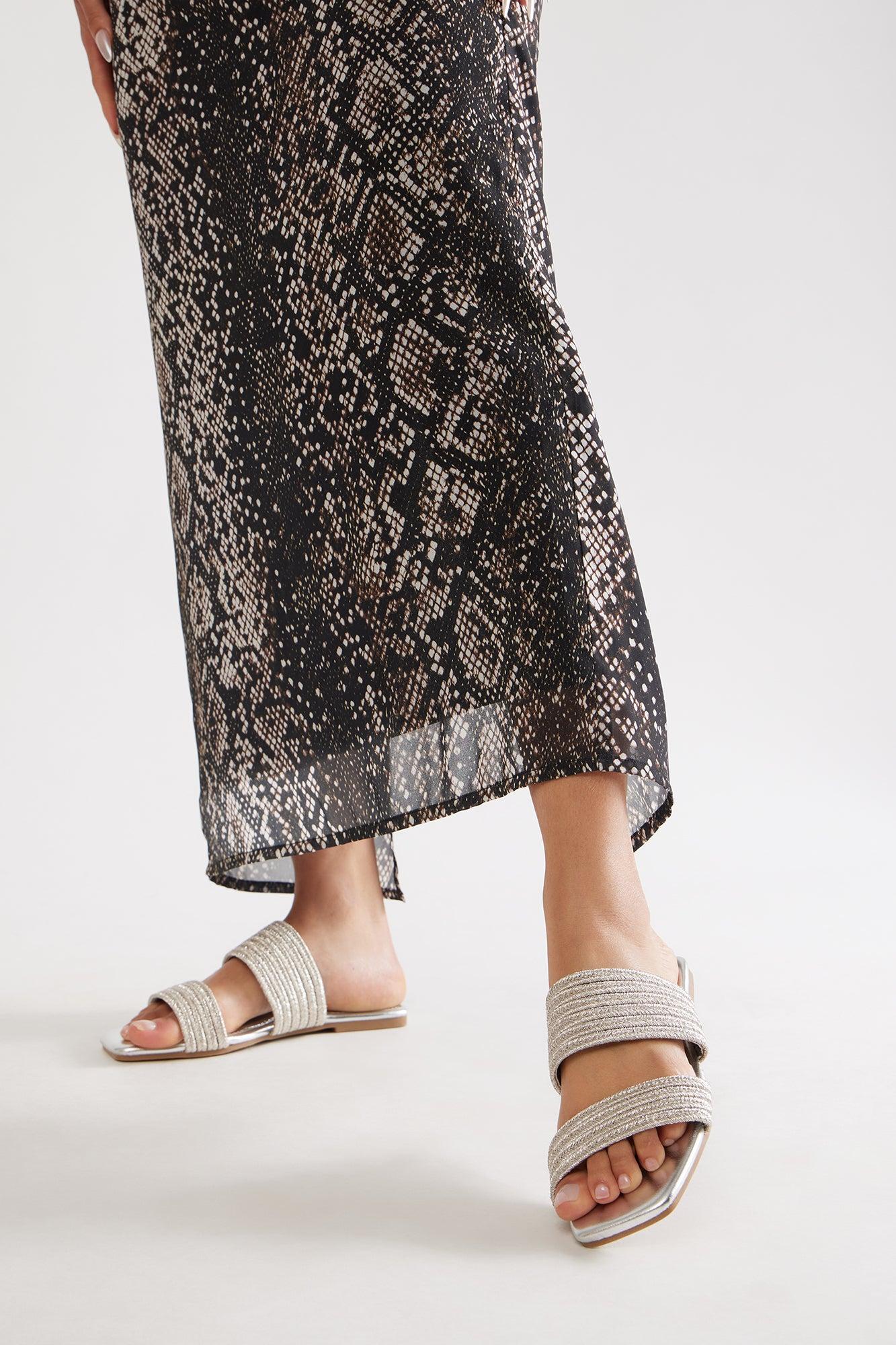 Mahi Slip On Sandals - Silver Product Image