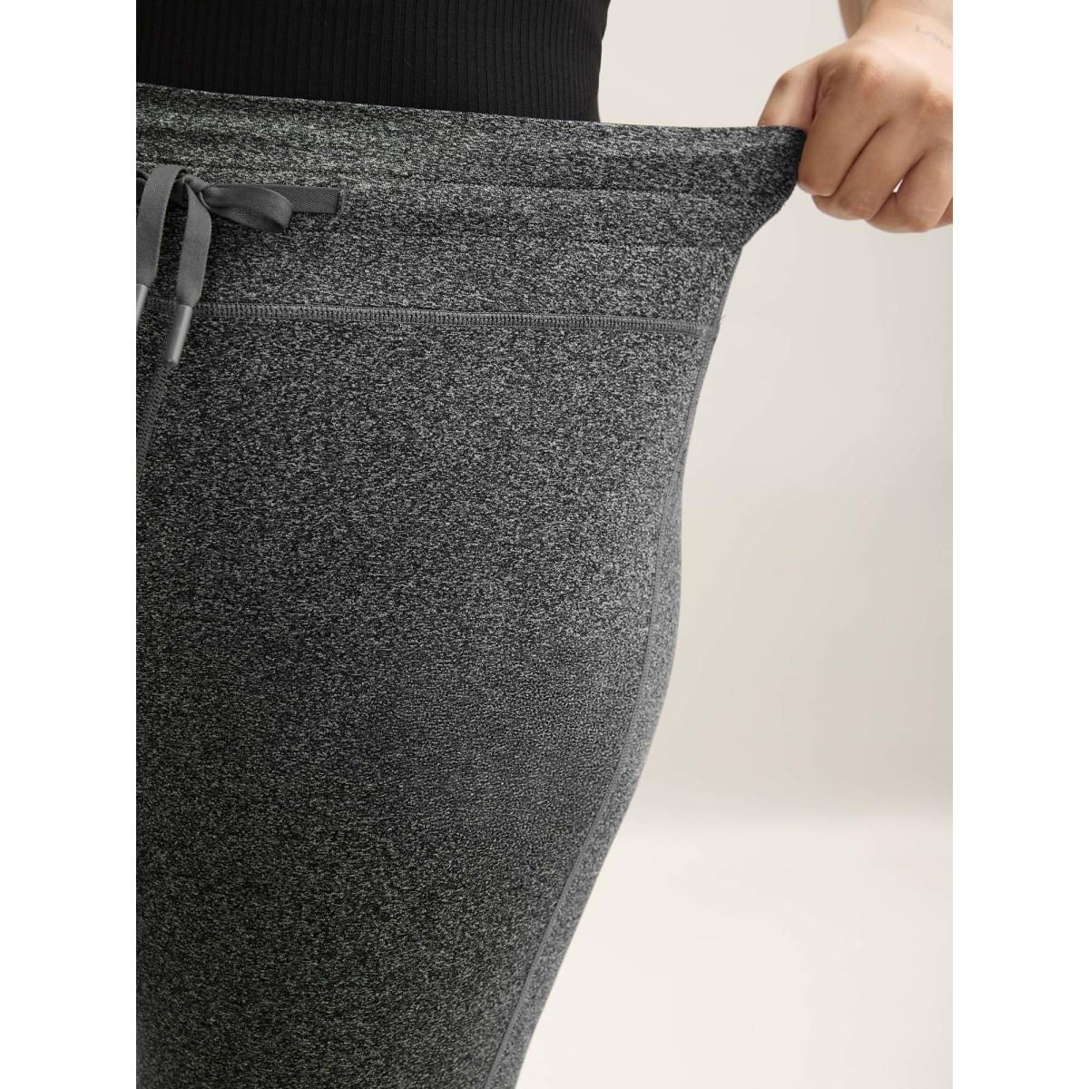 Plus Size Adjustable Waist Tie Stretchy Leggings Women DarkGray Medium stretch Skinny Mid Rise Everyday-Casual Leggings BloomChic 26/4X Product Image