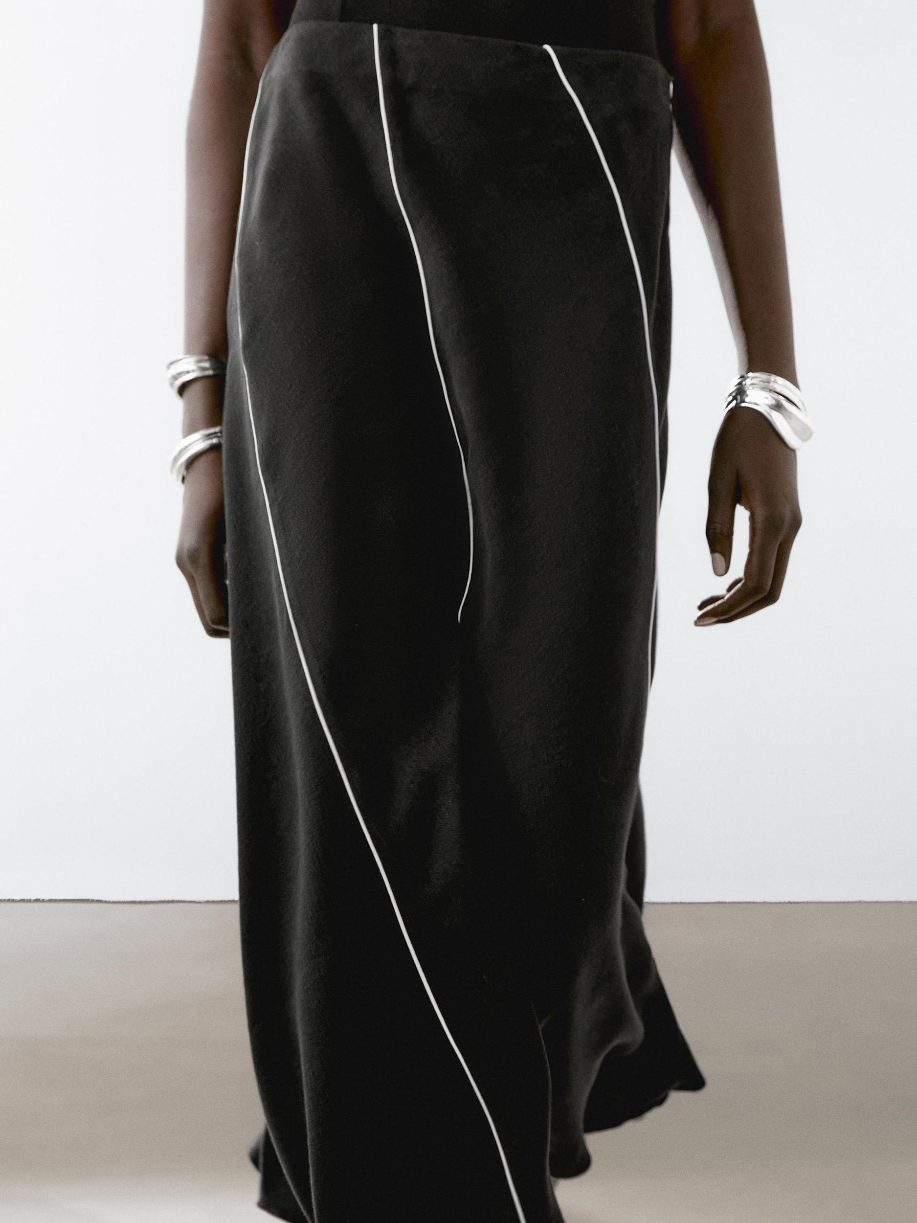 Linen blend flared midi skirt Product Image