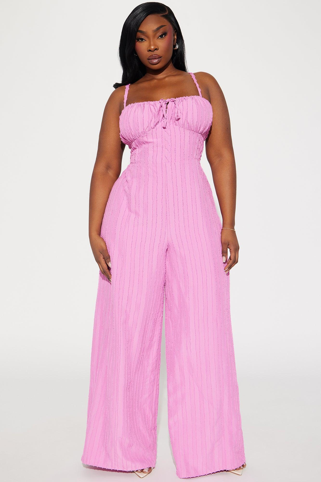 Endless Mimosas Textured Jumpsuit - Pink Product Image