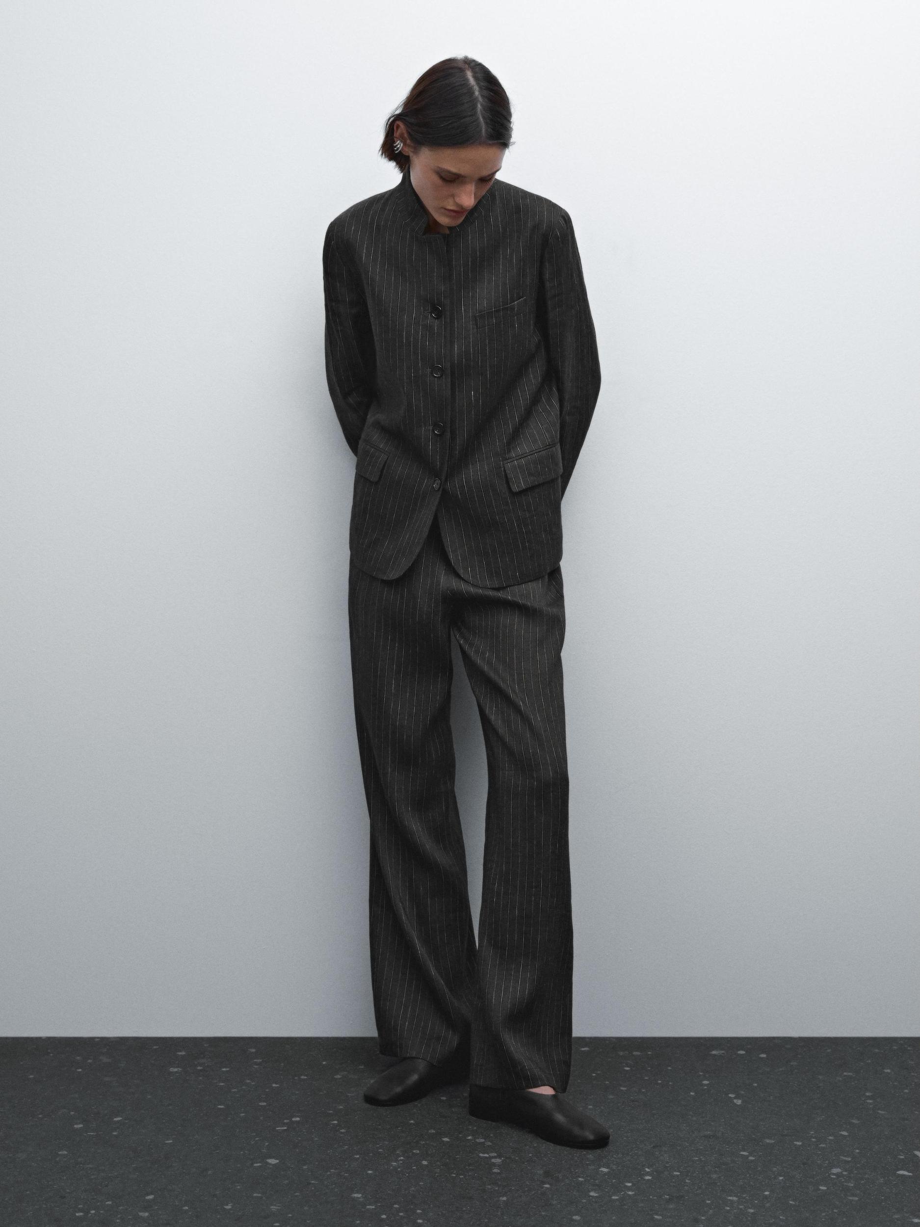 Pinstriped suit trousers Product Image