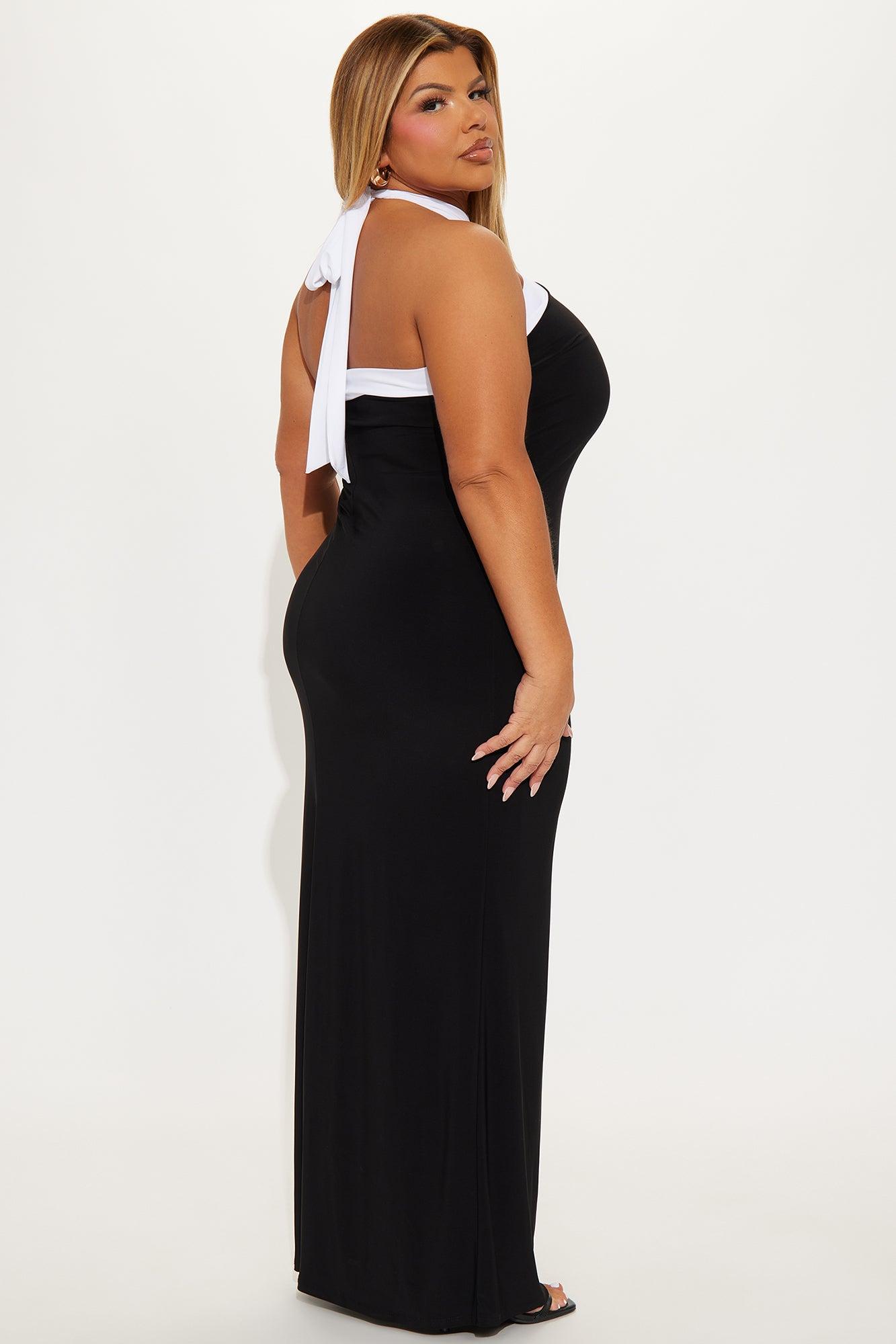 Dining Out Maxi Dress - Black/White Product Image