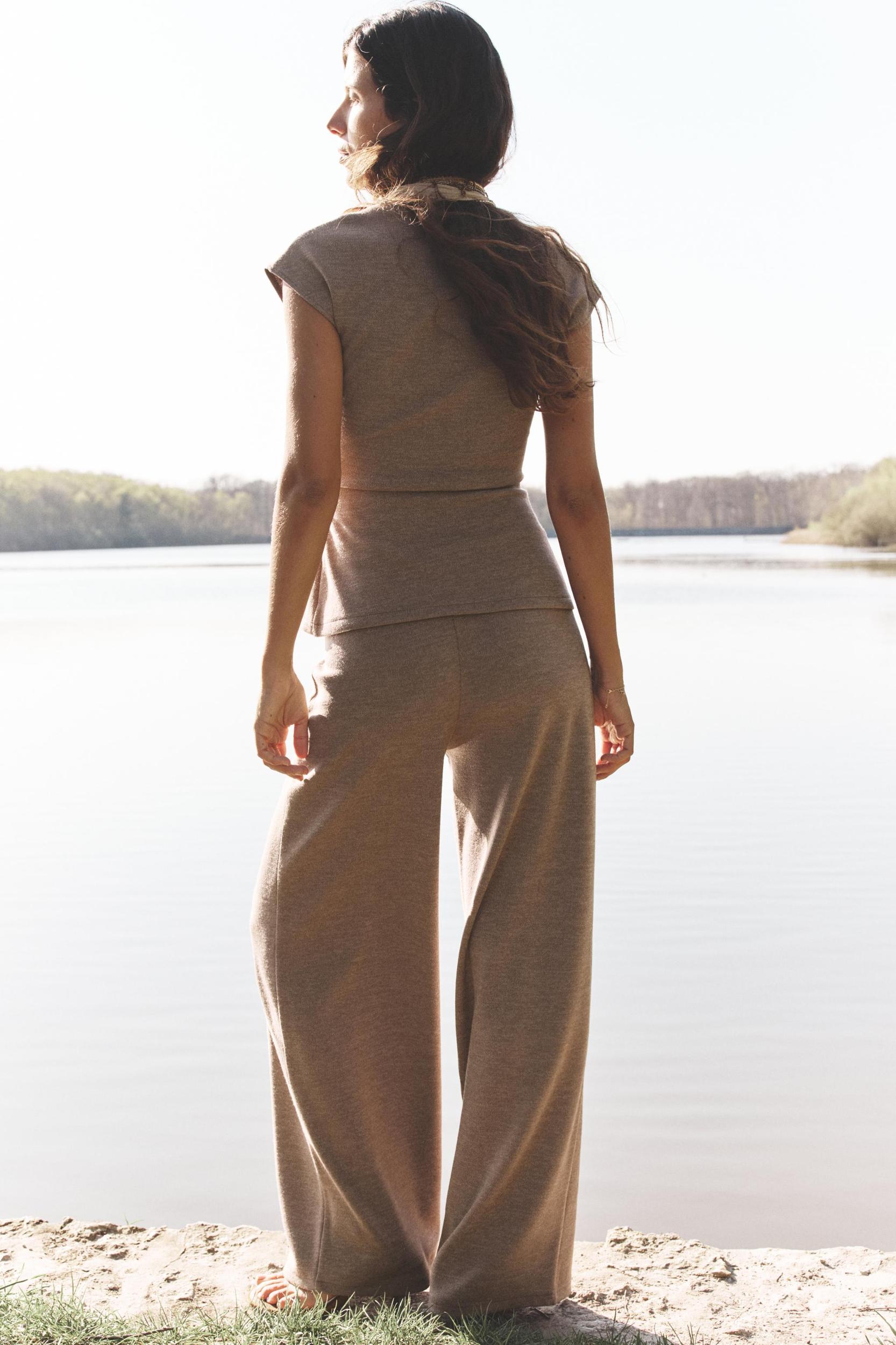 TEXTURED WIDE LEG PANTS Product Image