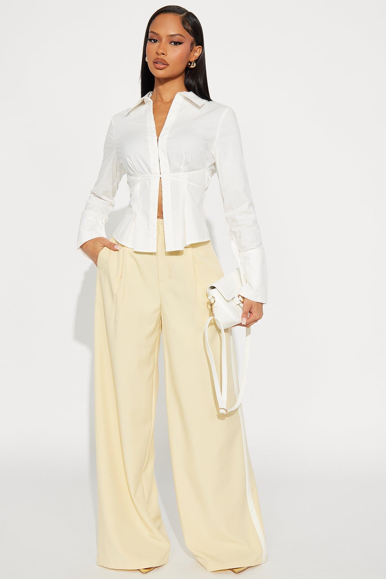 On My Way Poplin Tie Waist Shirt - White Female Product Image