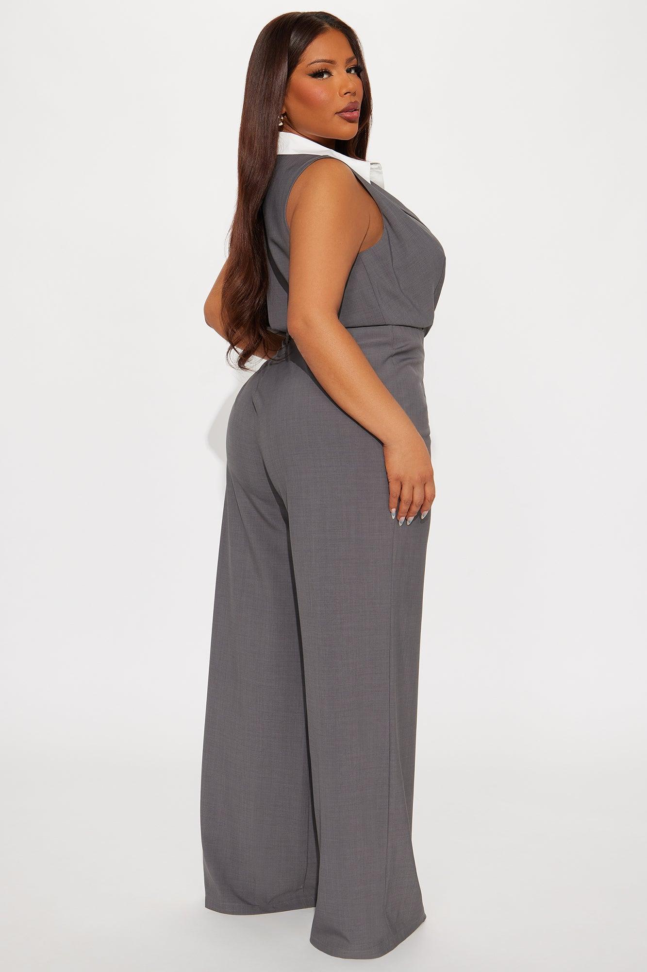 Grace Collared Jumpsuit - Grey Product Image