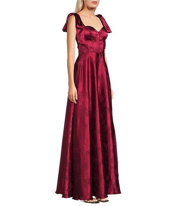 B. Darlin Floral Satin Jacquard Tie Strap Dress Product Image
