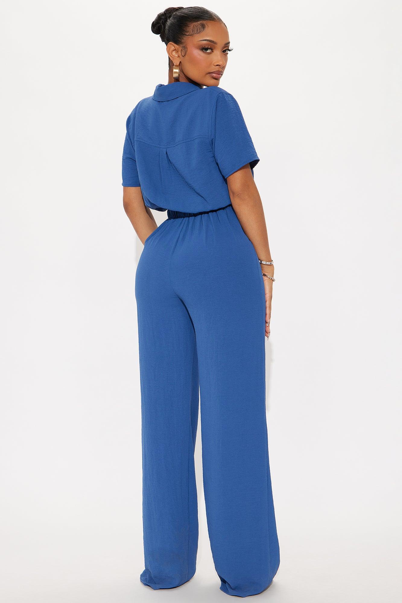 Makenzie Short Sleeve Jumpsuit - SlateBlue Female Product Image