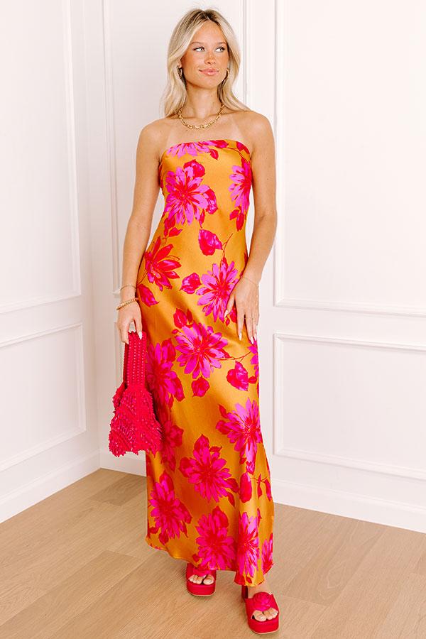 Rooftop Fiesta Satin Floral Maxi Dress Product Image