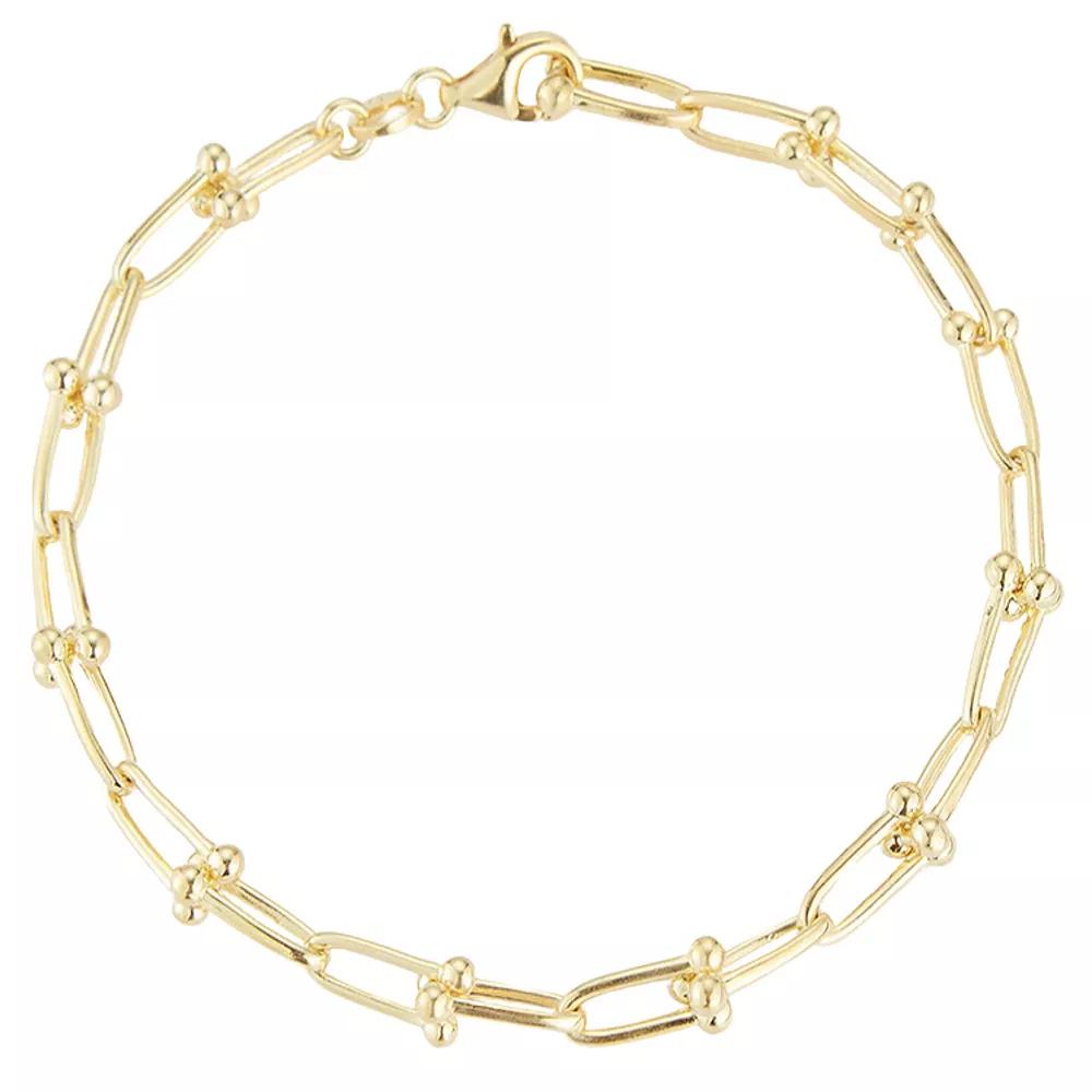 Sunkissed Sterling 14k Gold Over Silver Stirrup Link Bracelet, Women's, Size: 7", Gold Tone Product Image