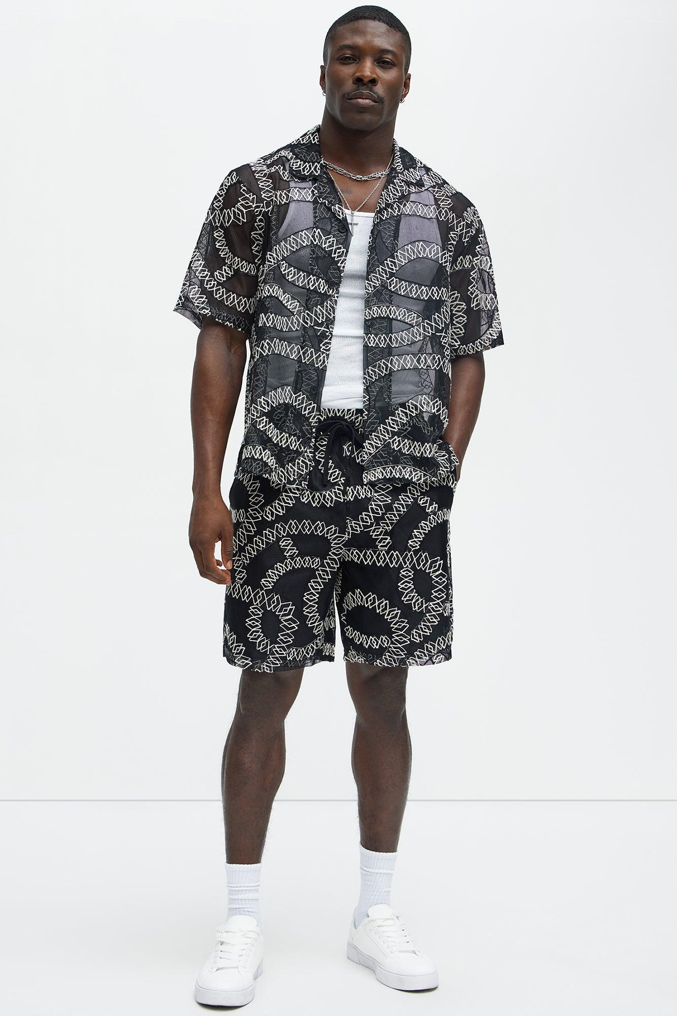 Embroidered Netting Shirt - Black Product Image