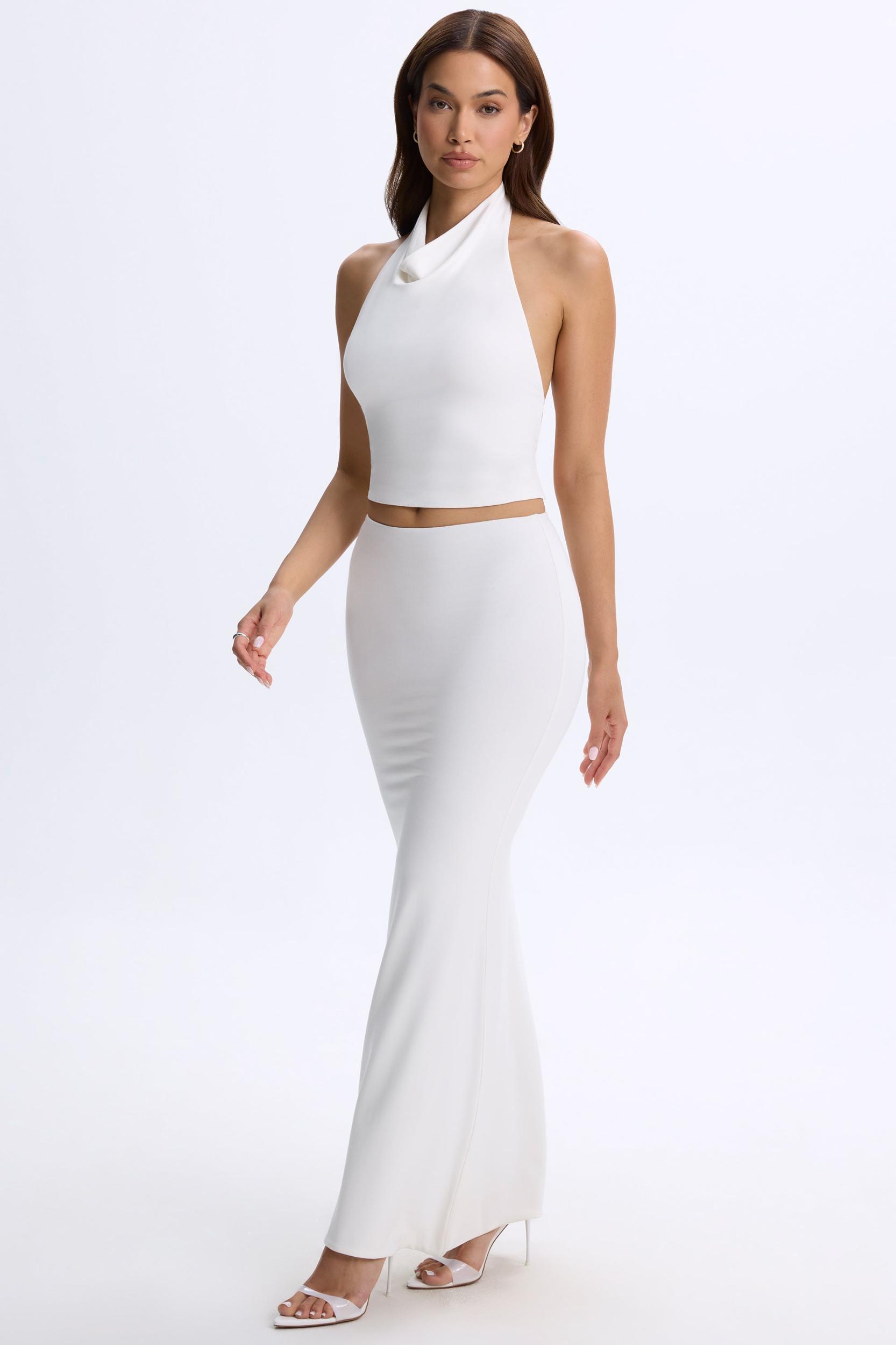 Low-Rise Maxi Skirt in White Product Image