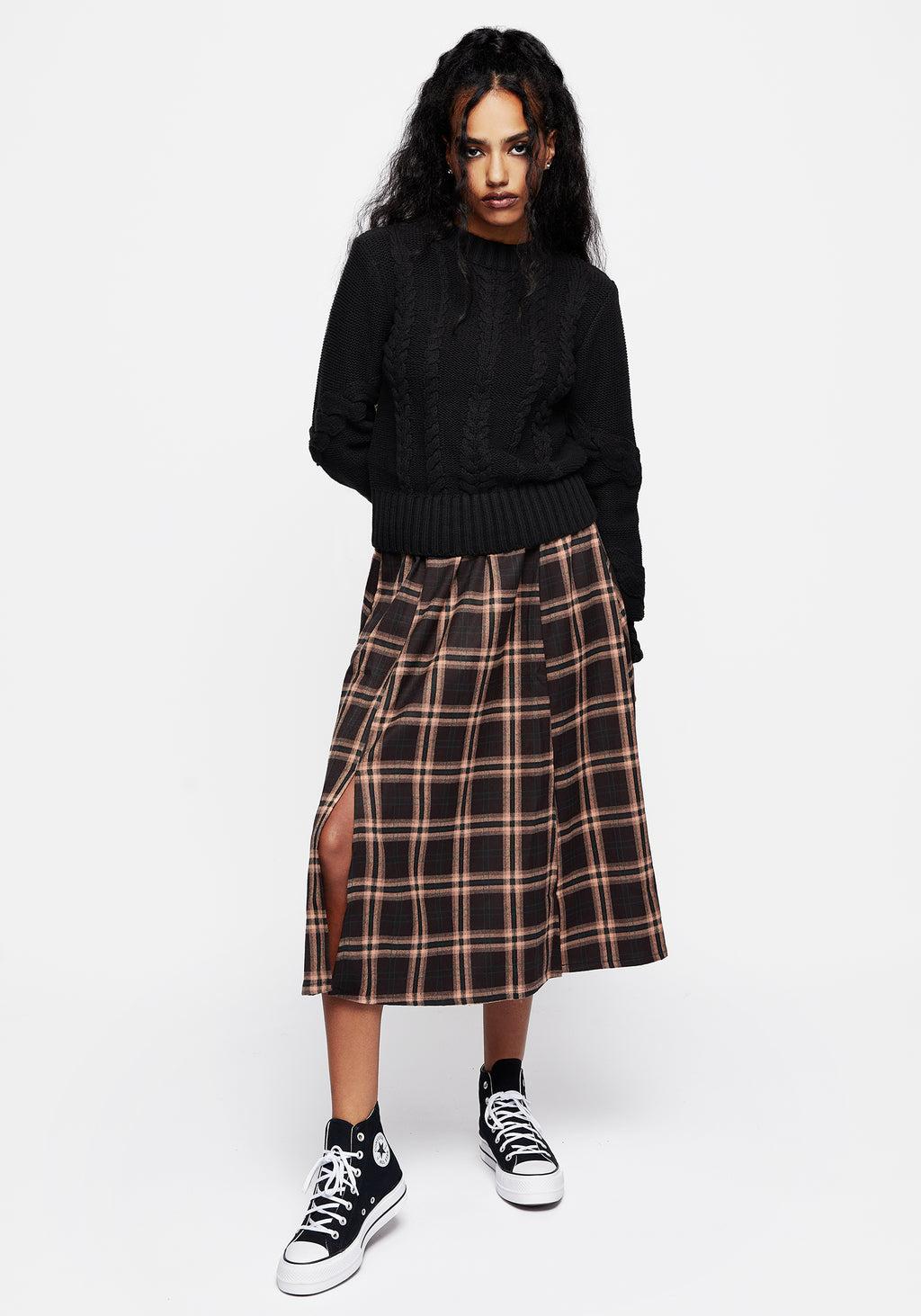 Ambrose Check Midi Skirt Product Image