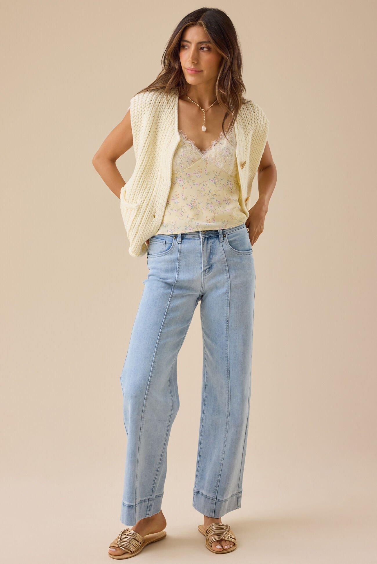 Henley Cropped Jeans Product Image