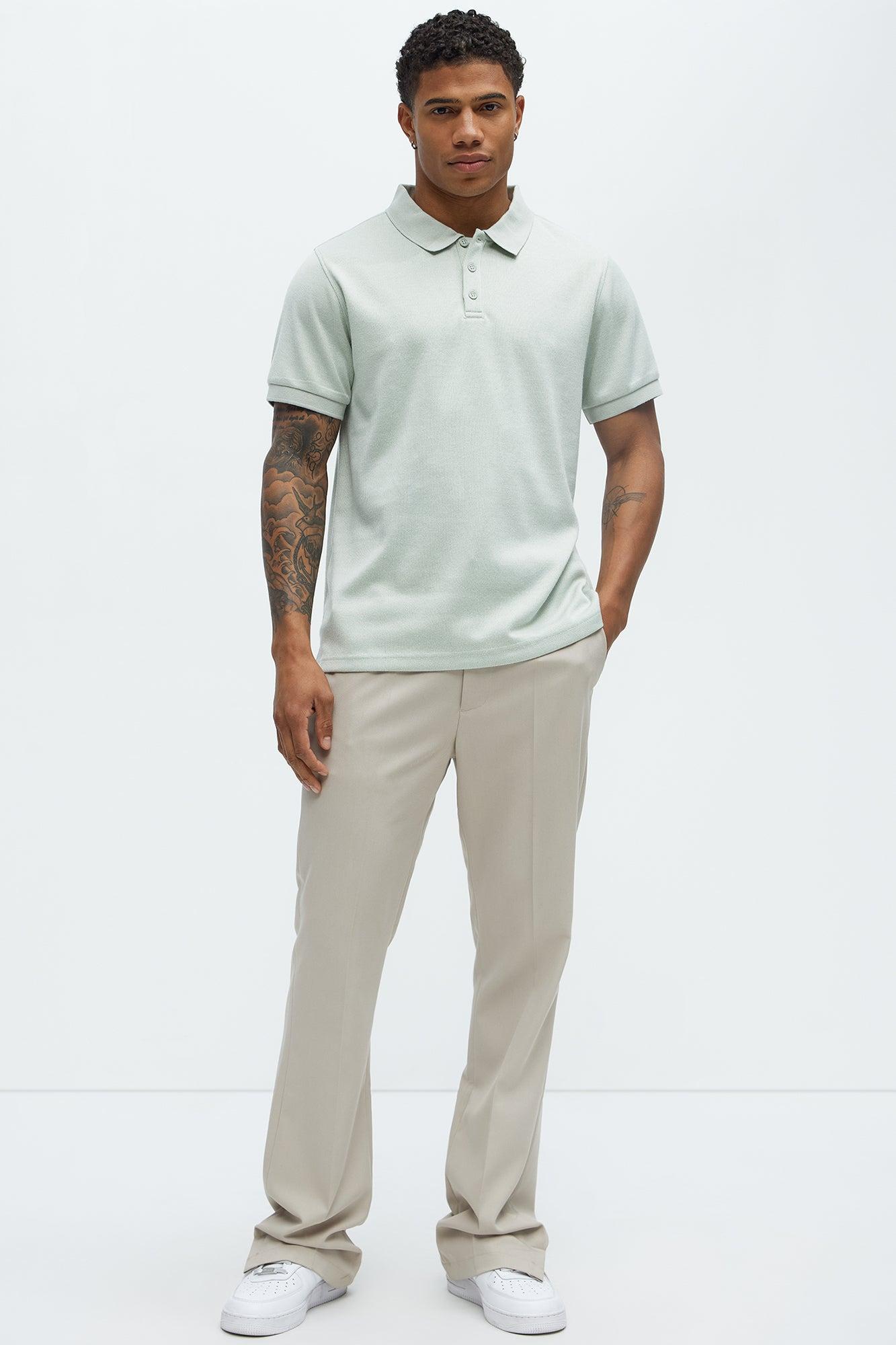 Subtle Stripes Textured Polo - Sage Product Image