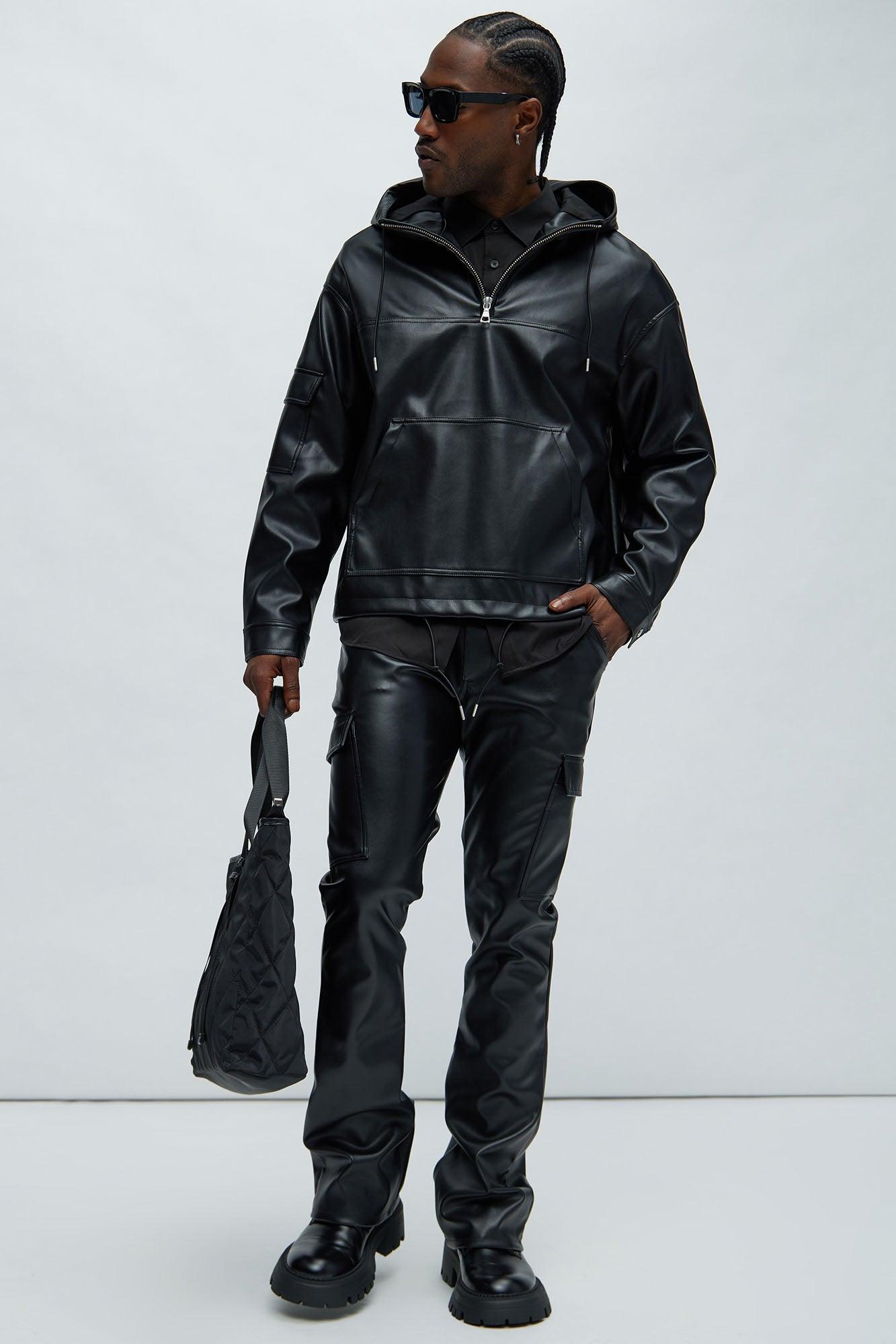 Royce Slim Faux Leather Pants - Black Product Image