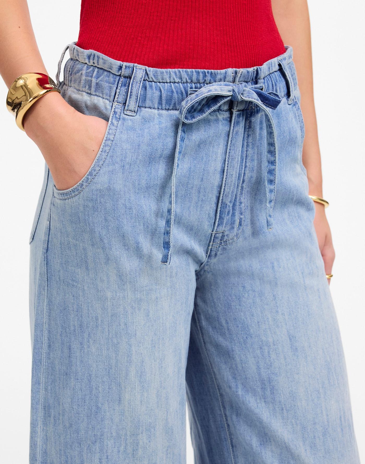 The Denim Pull-On Wide-Leg Pant Product Image