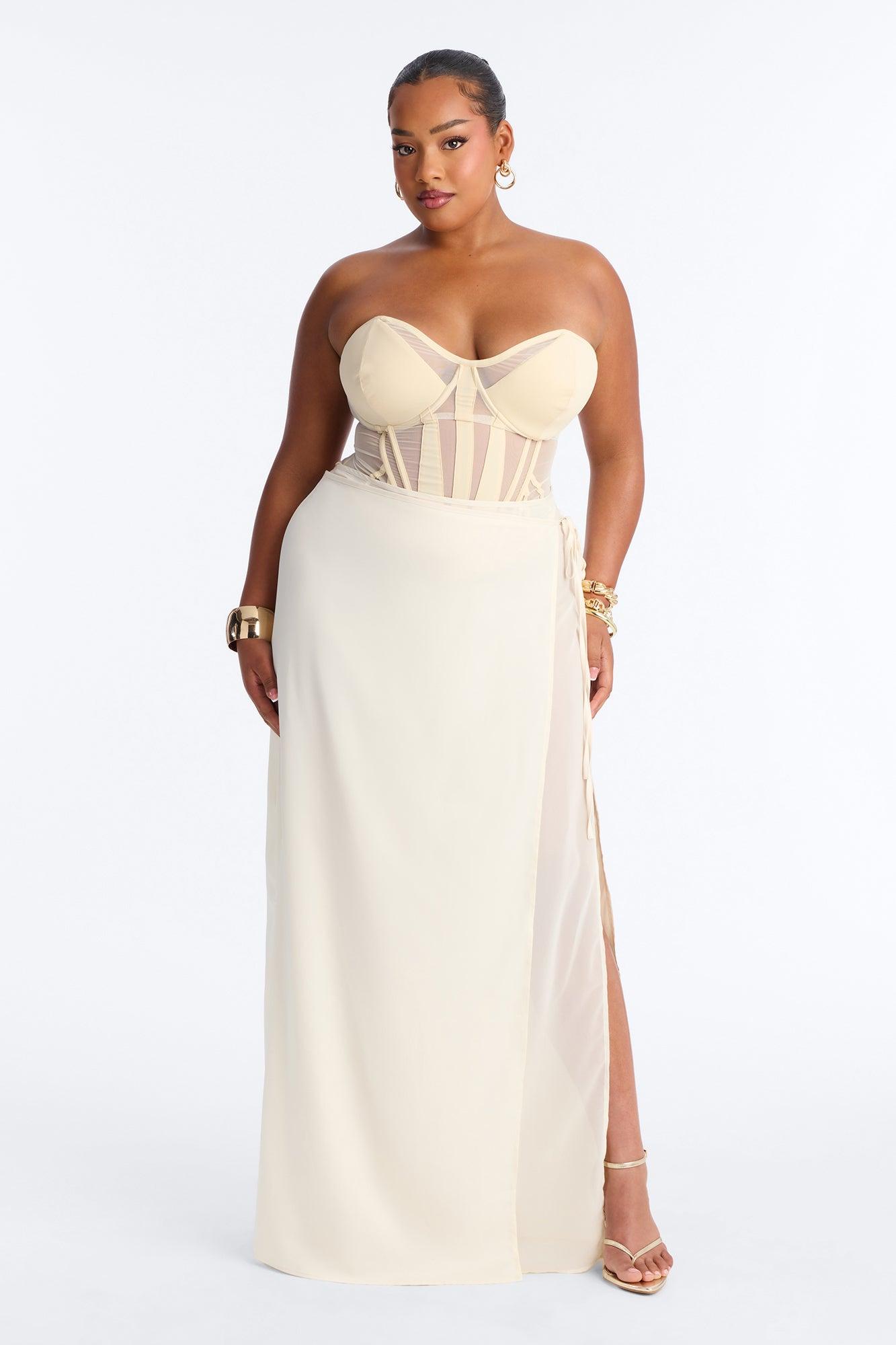 Phoebe Satin Wrap Maxi Skirt - Ivory Female Product Image