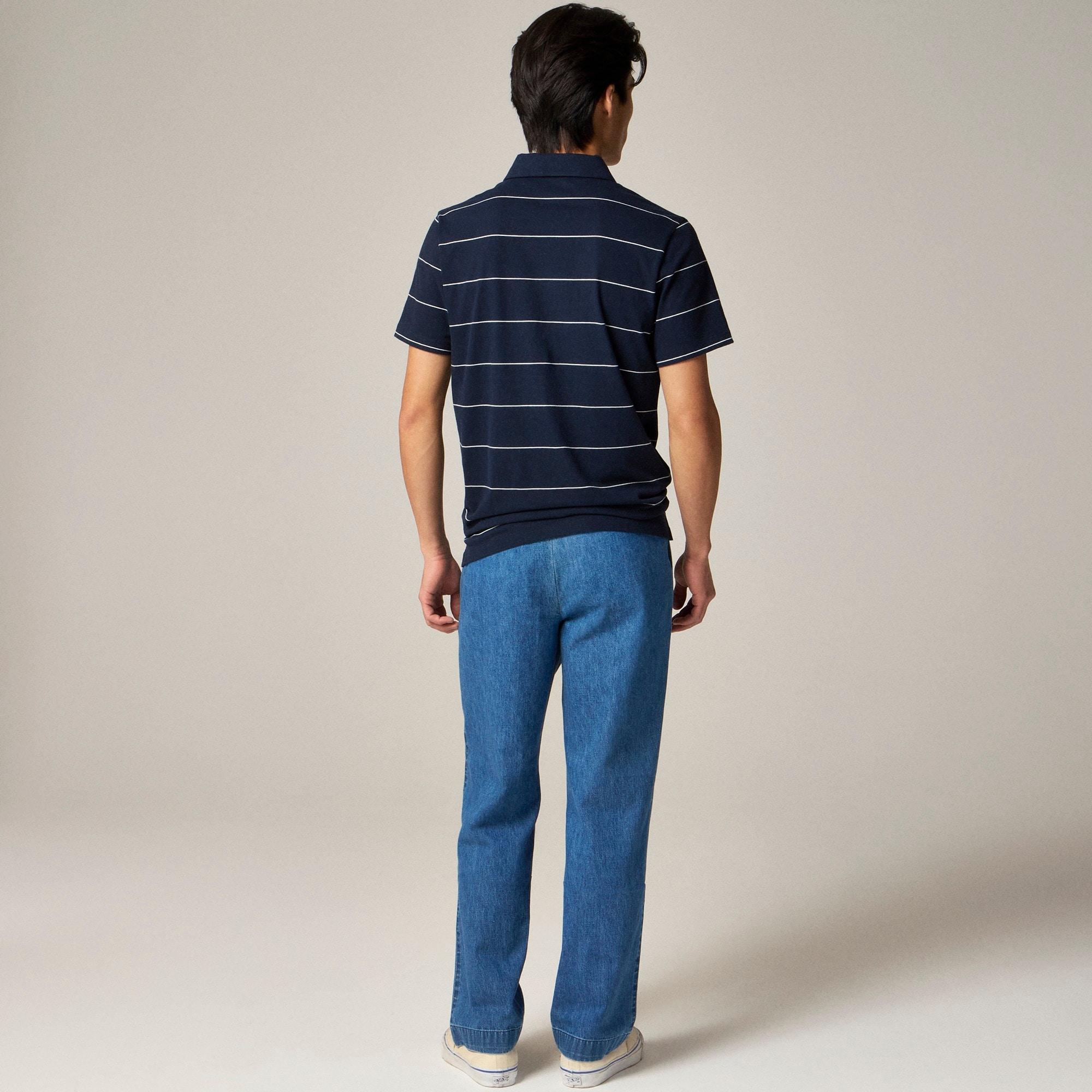 Sueded cotton polo shirt in stripe Product Image