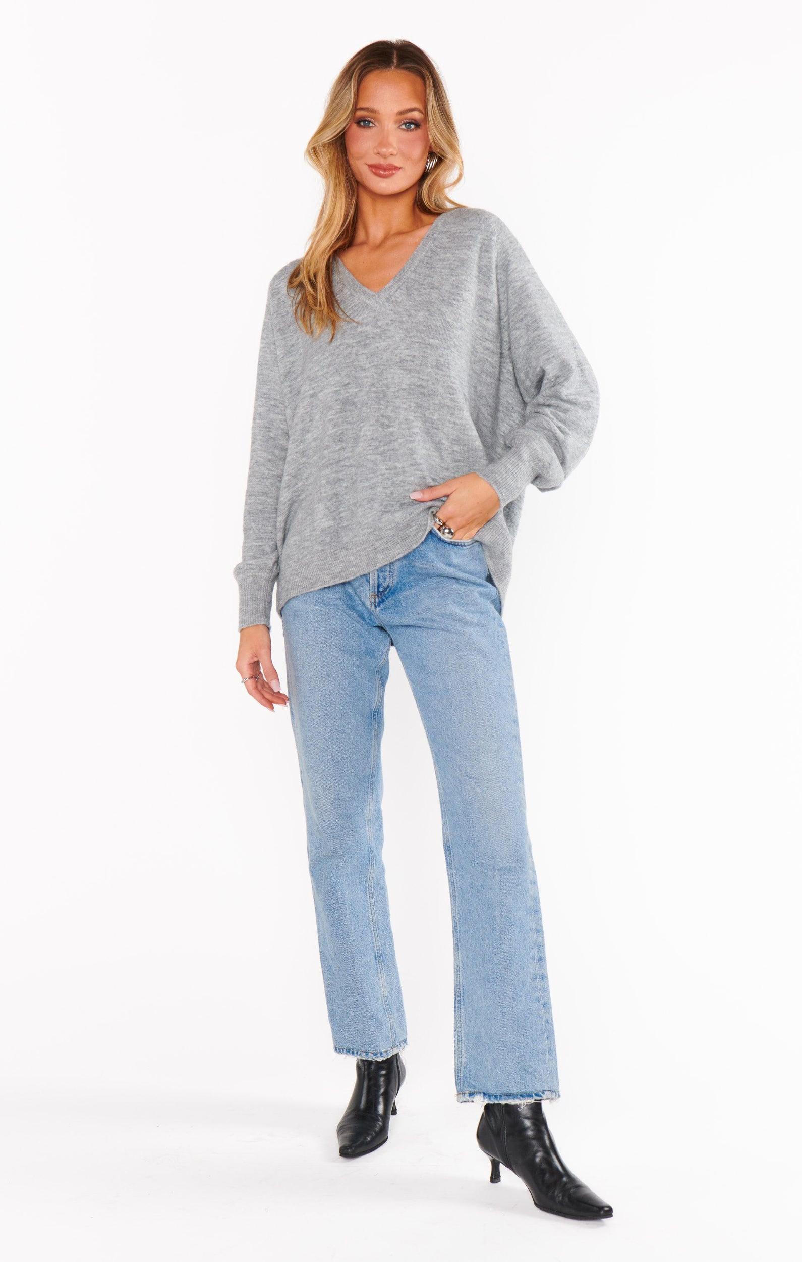Anything Goes Sweater ~ Heather Grey Knit Product Image