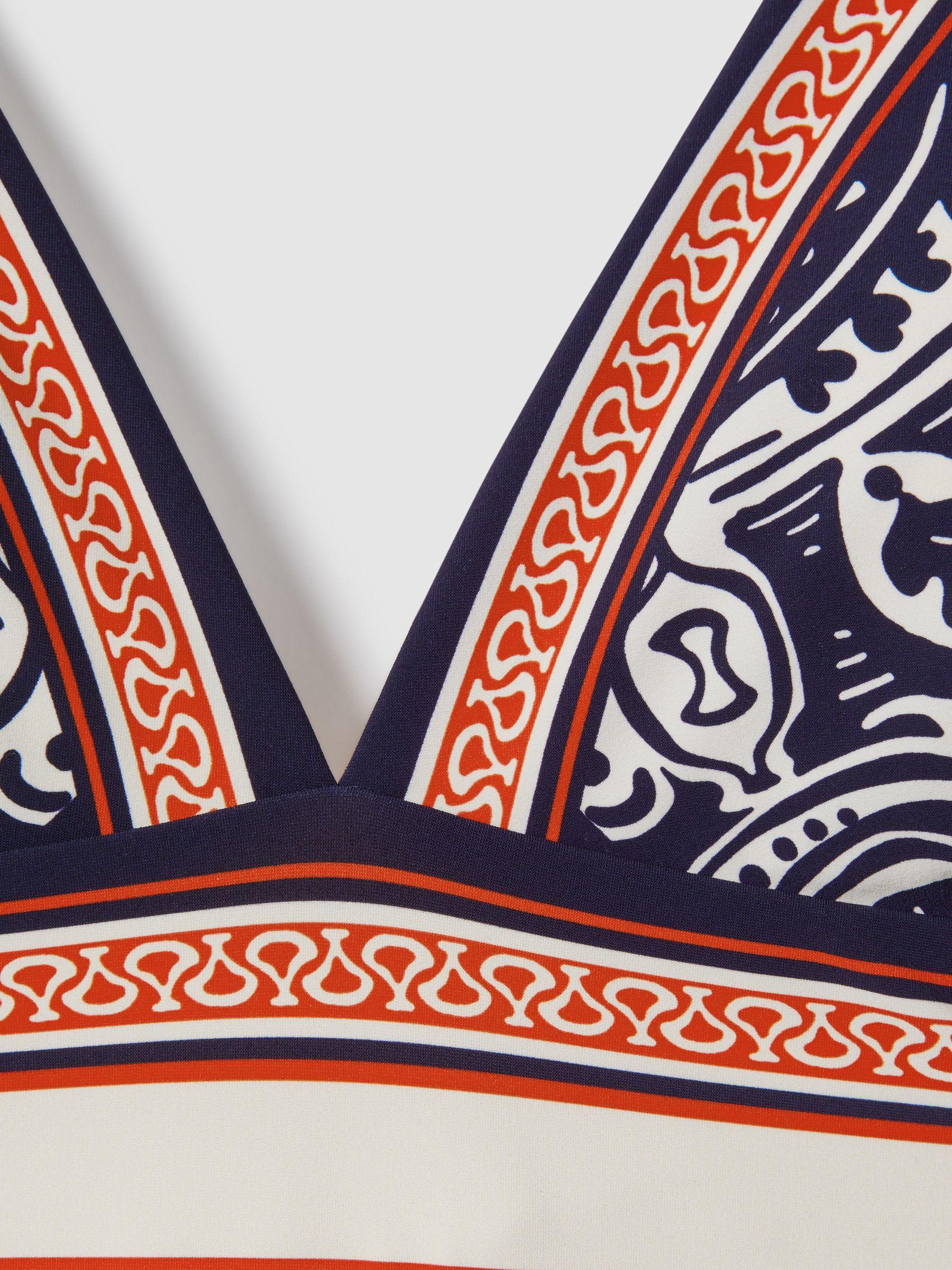 Printed Tie Back Swimsuit in Navy/Red Product Image