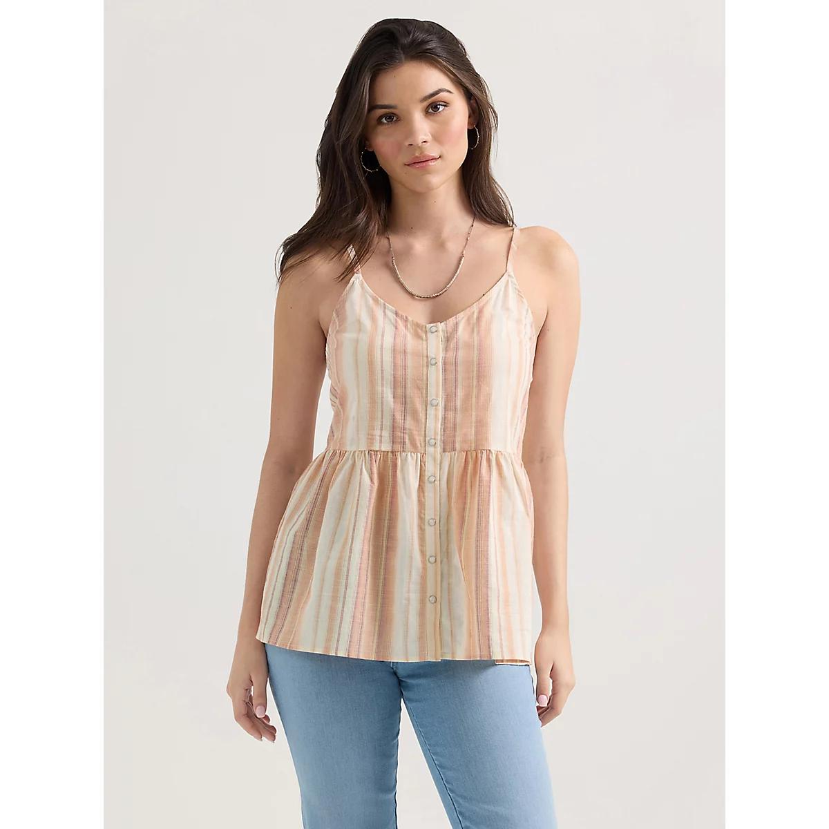 Women's Wrangler Snap Front Peplum Tank | Women's TOPS | Wrangler® Product Image