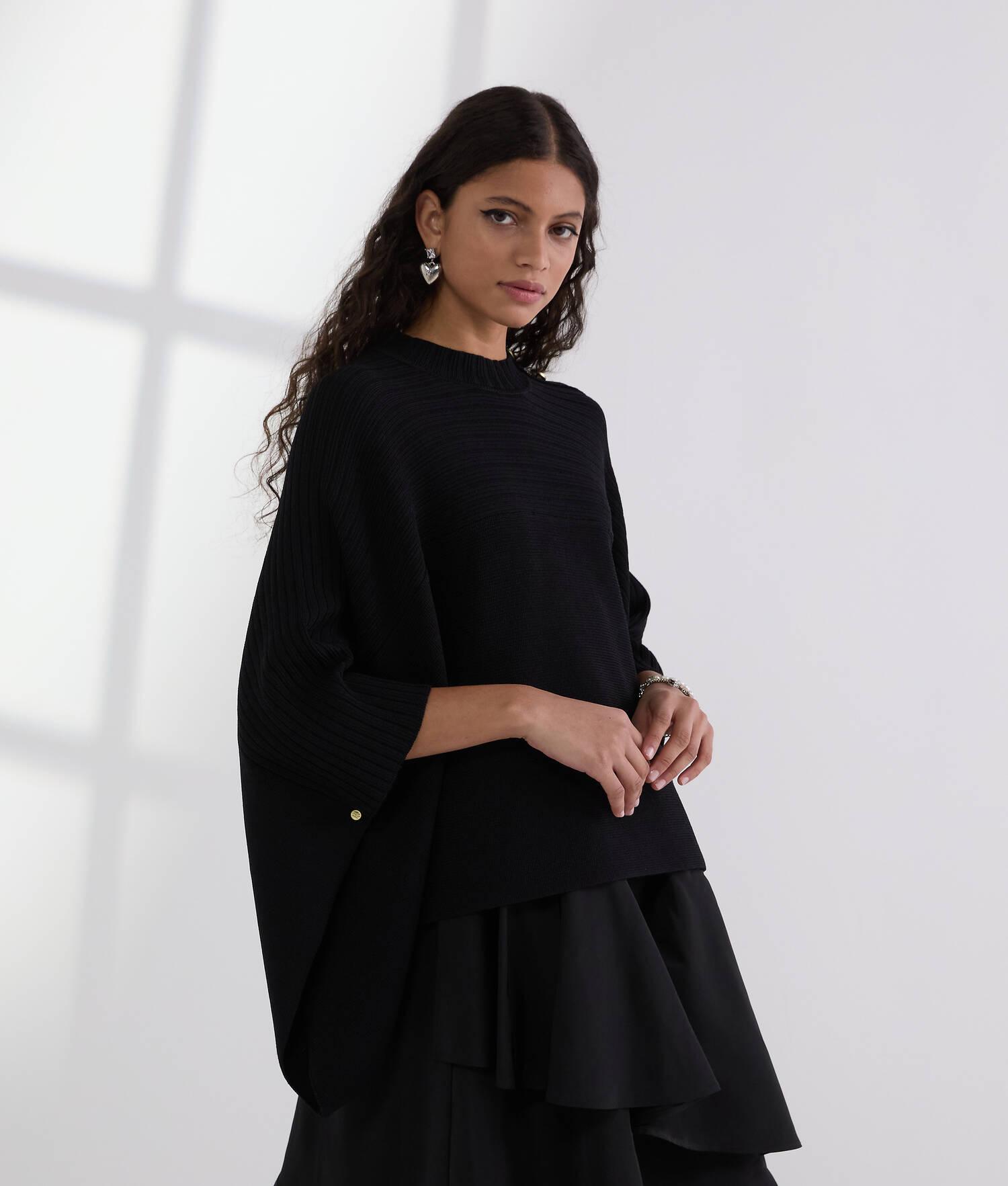 RIB-KNIT PONCHO Product Image