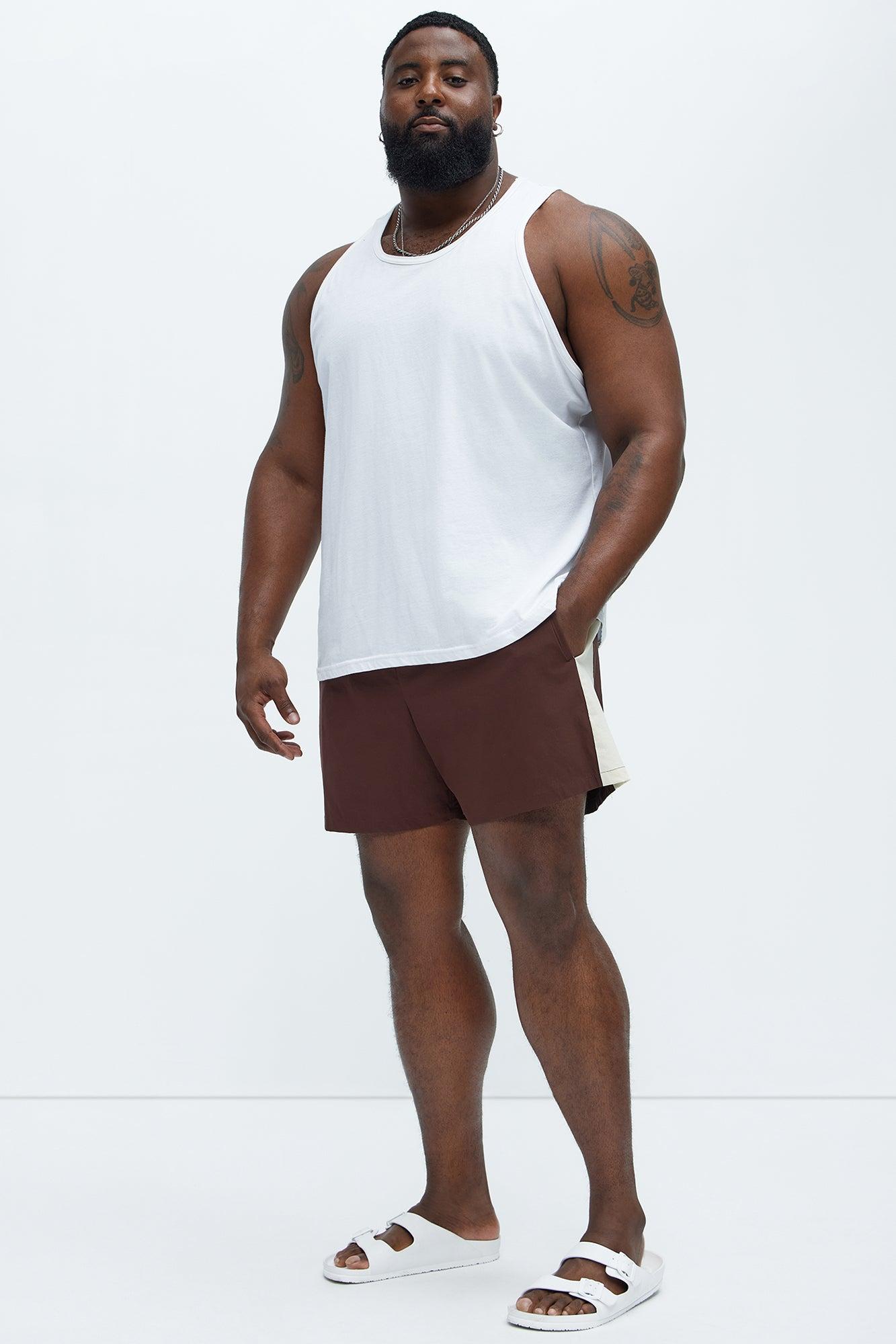 Contrast On The Side Swim Mid Trunk - Brown/combo Product Image