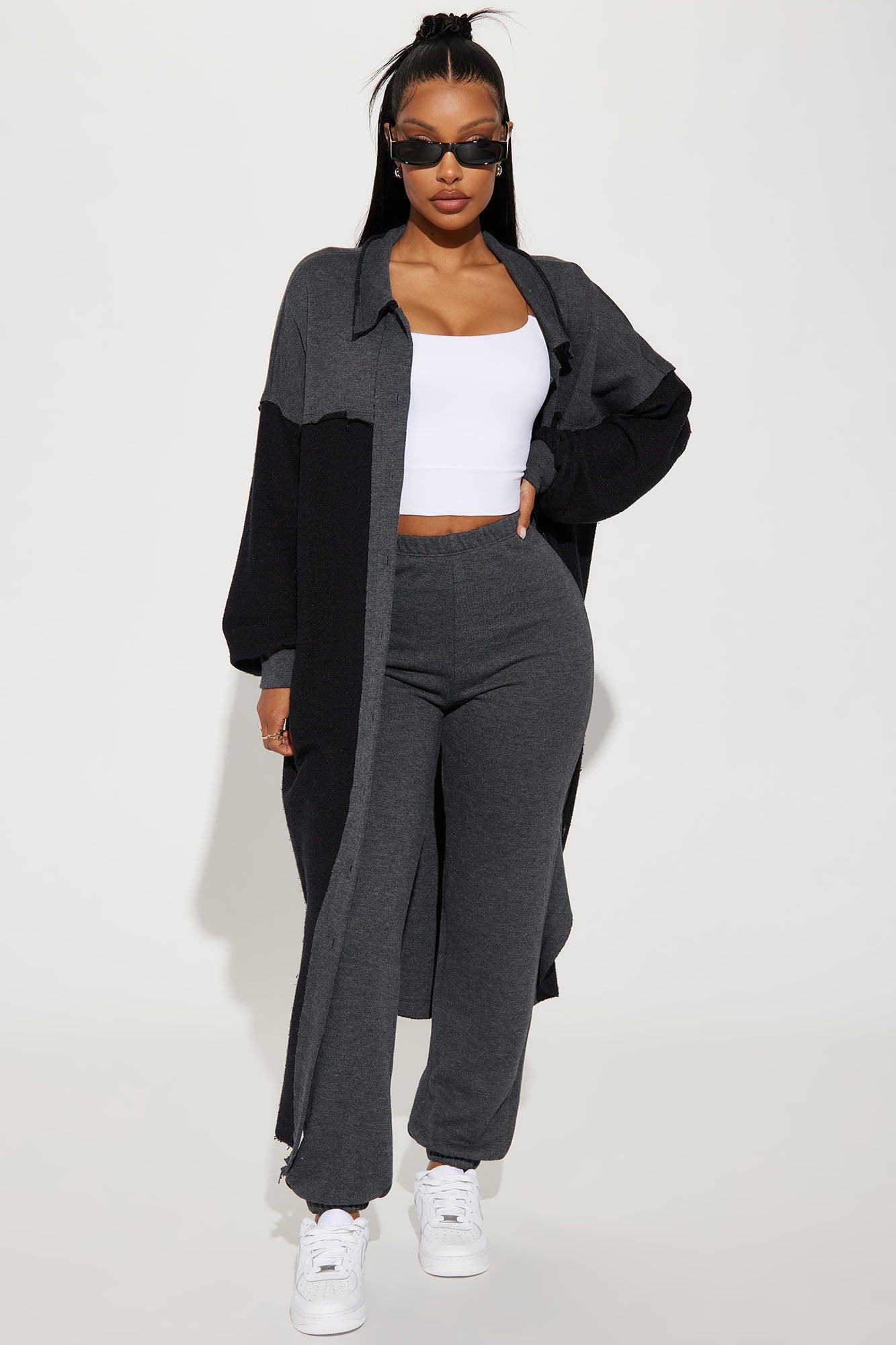 On The Down Low Jogger Set - Charcoal Product Image