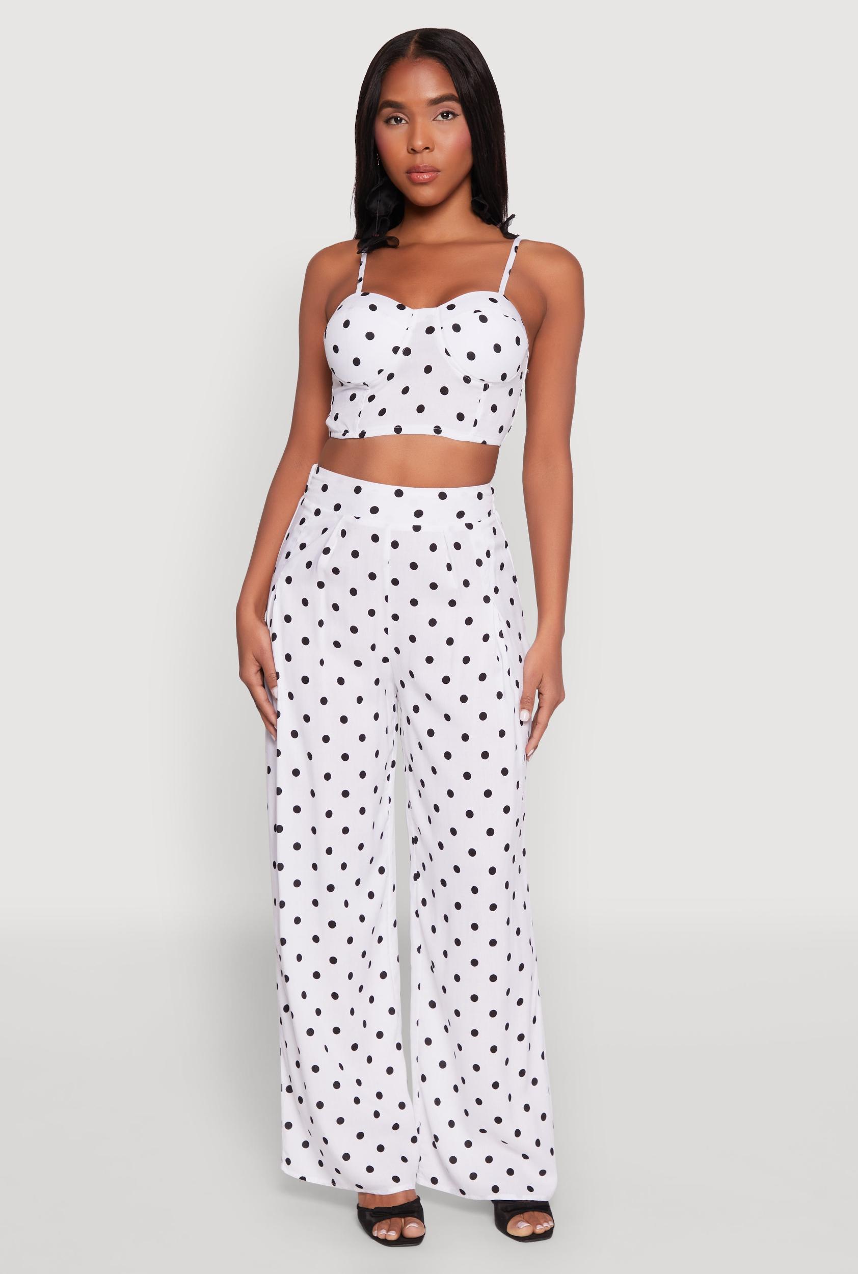 Womens High Waisted Polka Dot Palazzo Pants Product Image
