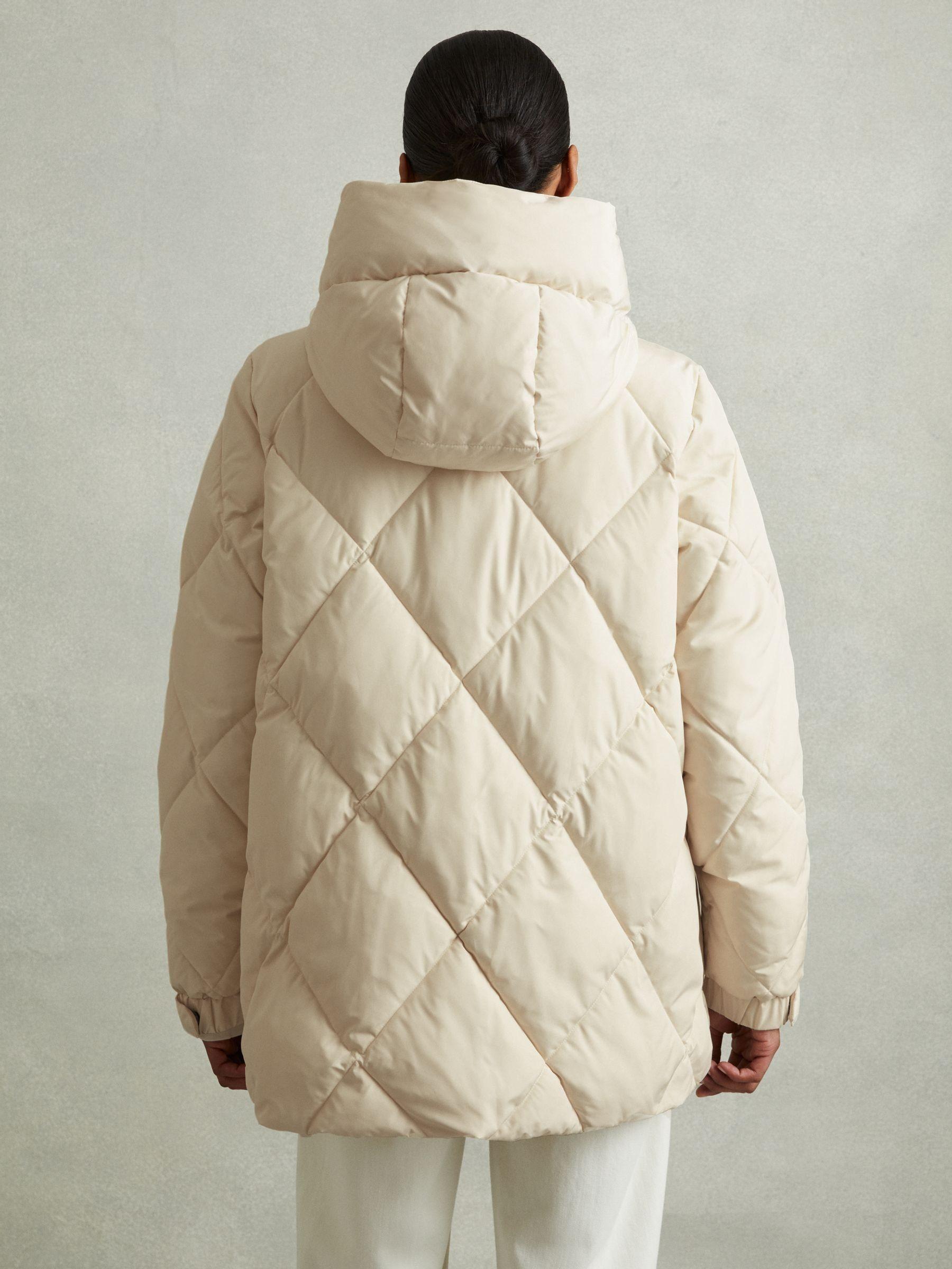 Quilted Puffer Coat in Cream Product Image