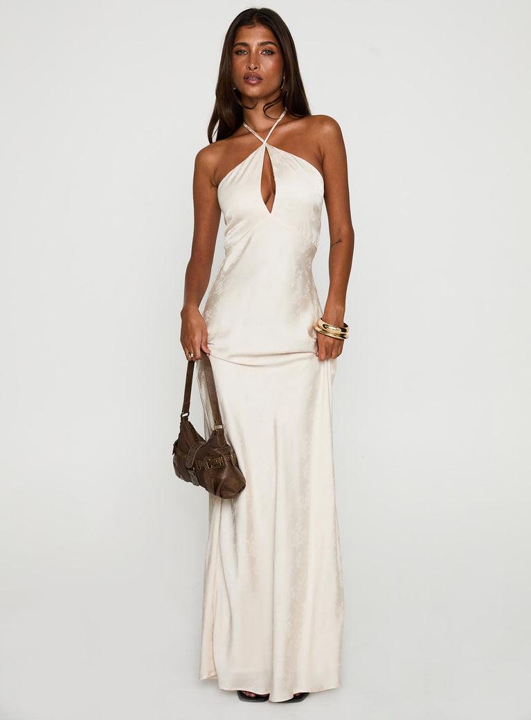 Limosina Halter Maxi Dress Champagne Product Image